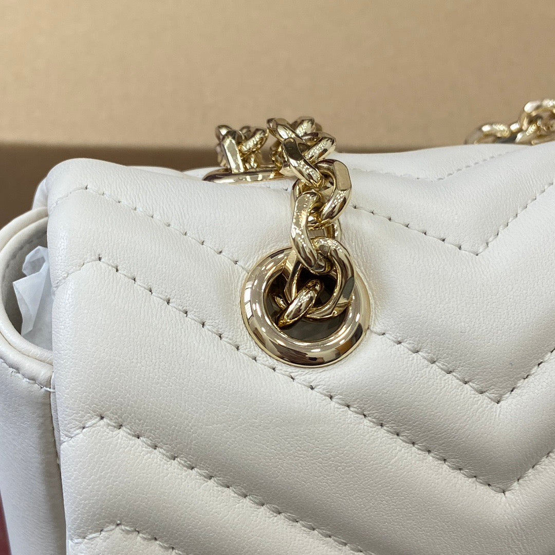 Medium Marmont Bag White Leather - Level 5