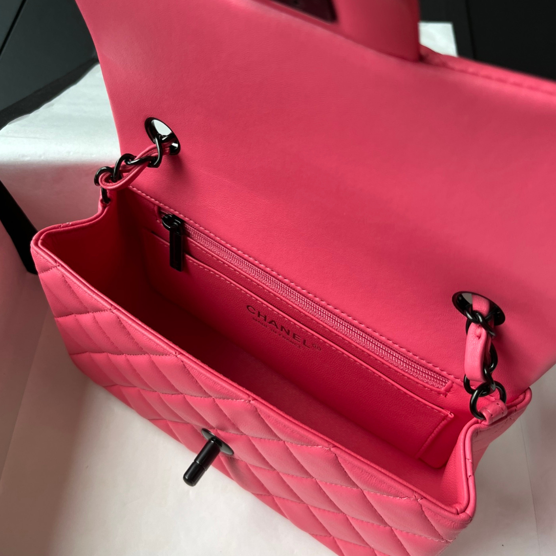 Pink Lambskin Black Hardware Mini Flap Bag CNL - Level X