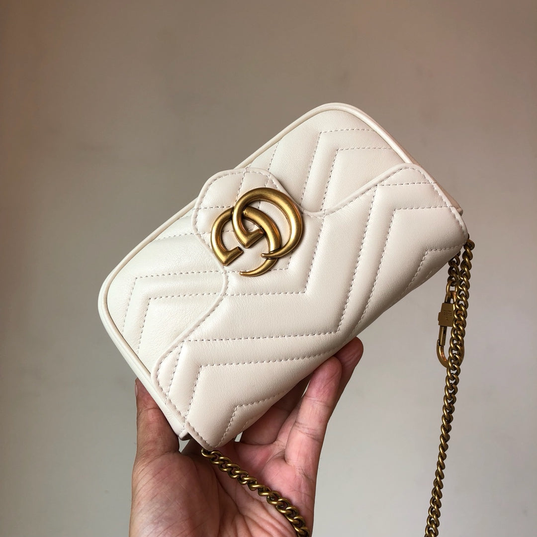 White Leather Marmont Super Mini - Level 4