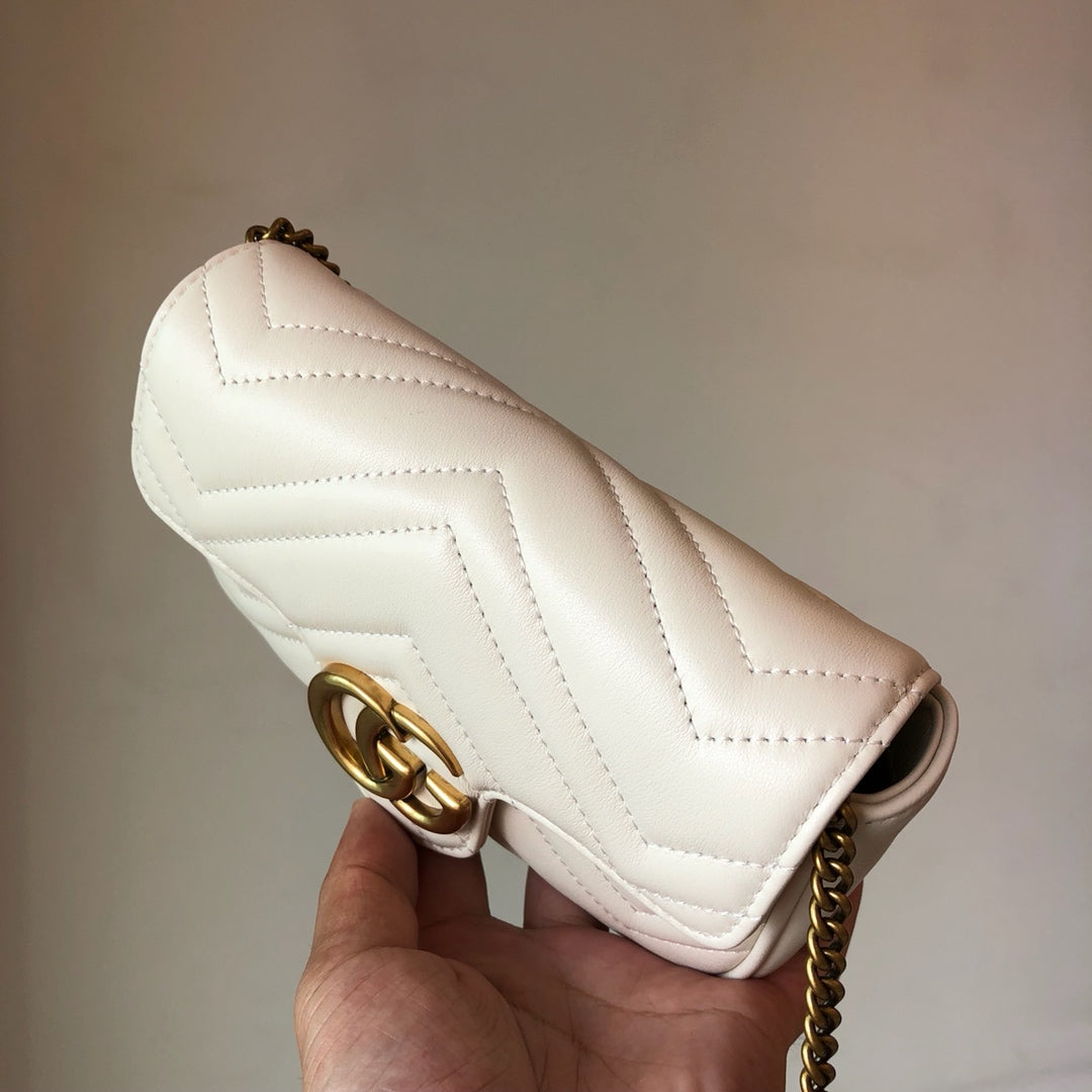 White Leather Marmont Super Mini - Level 4