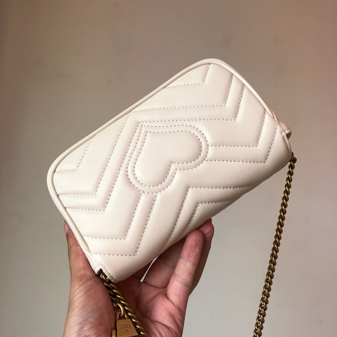 White Leather Marmont Super Mini - Level 4