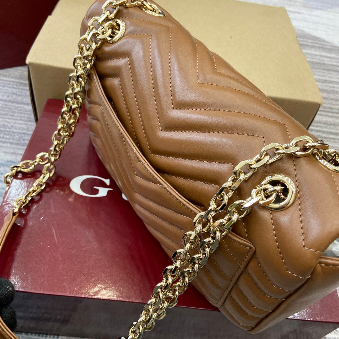 Medium Marmont Bag Brown Leather - Level 5