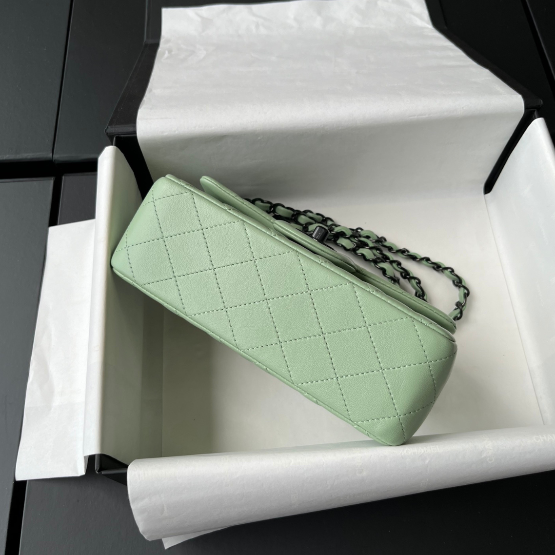 Green Lambskin Black Hardware Mini Flap Bag CNL - Level X