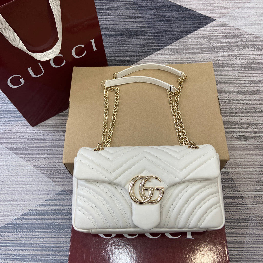 Medium Marmont Bag White Leather - Level 5