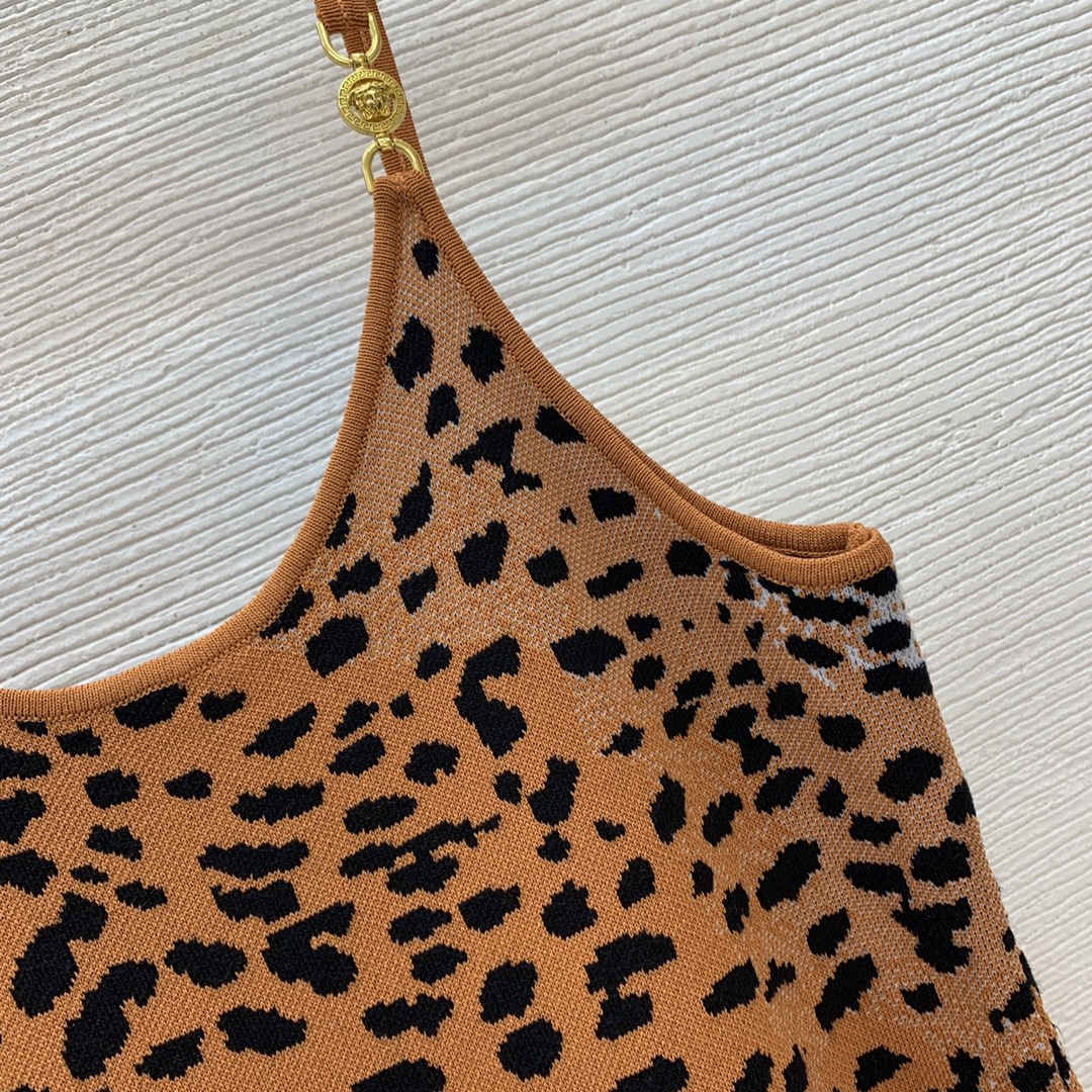 Leopard Jacquard Medusa Midi Dress