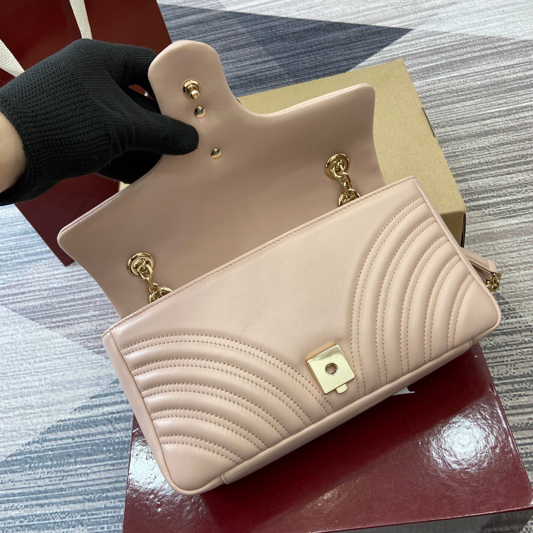 Medium Marmont Bag Light Pink Leather - Level 5