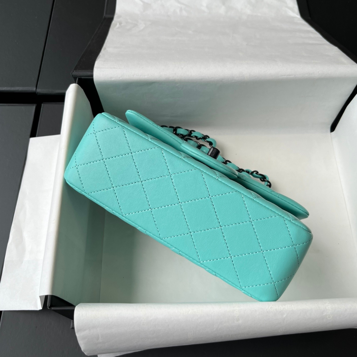 Blue Lambskin Black Hardware Mini Flap Bag CNL - Level X