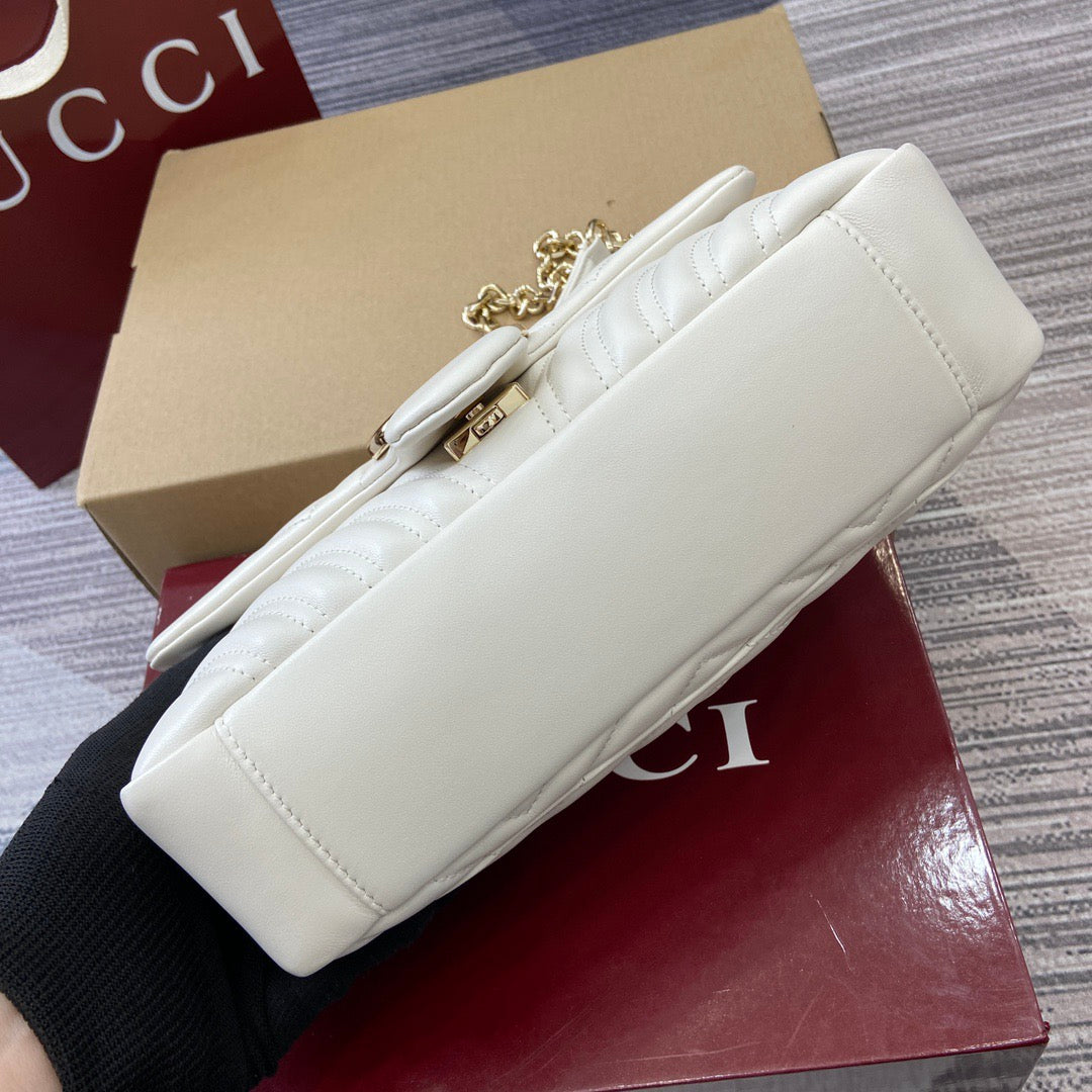 Medium Marmont Bag White Leather - Level 5