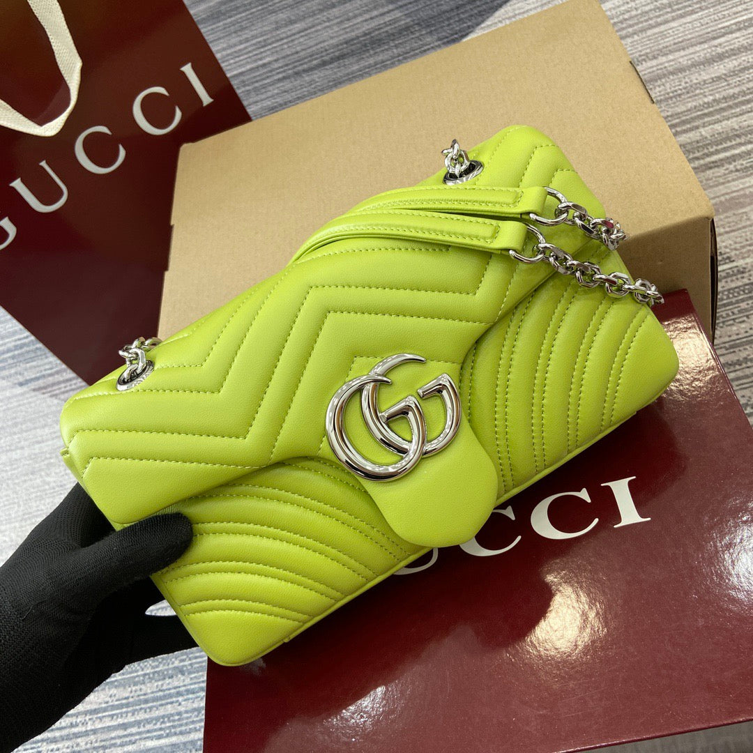 Medium Marmont Bag Bright Green Leather - Level 5