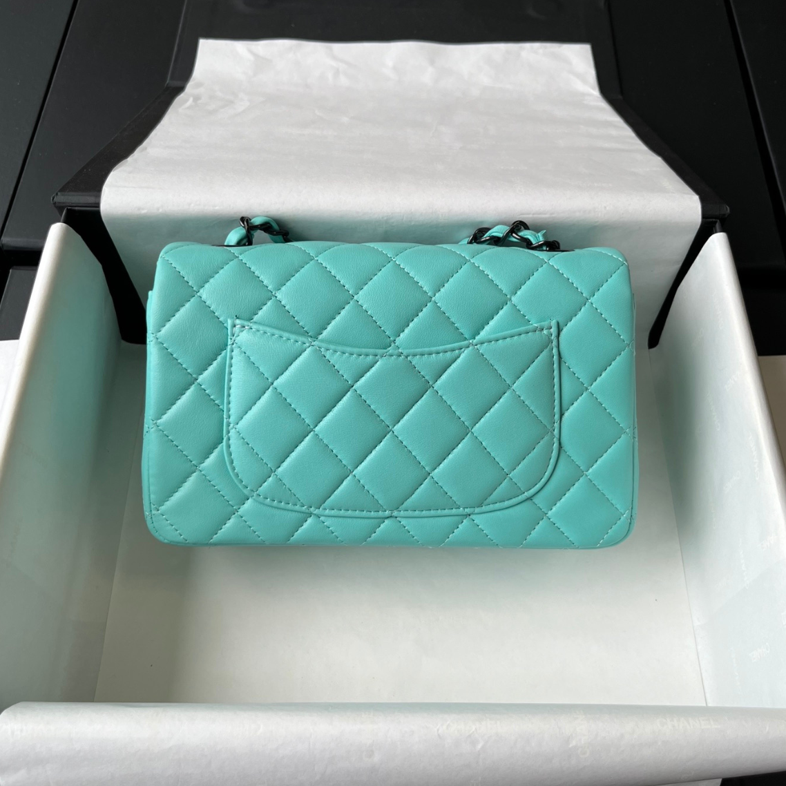 Blue Lambskin Black Hardware Mini Flap Bag CNL - Level X