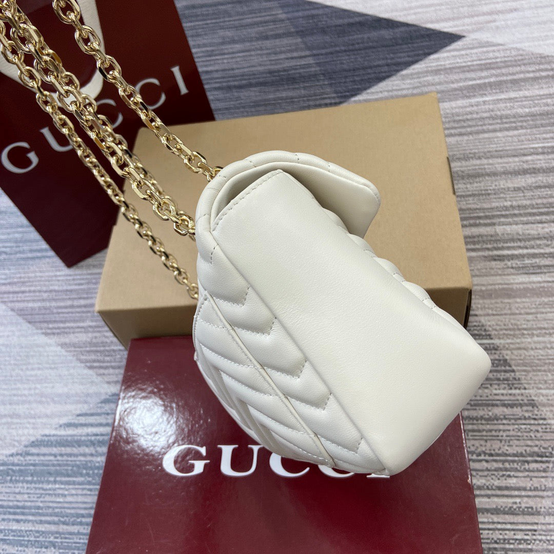 Medium Marmont Bag White Leather - Level 5
