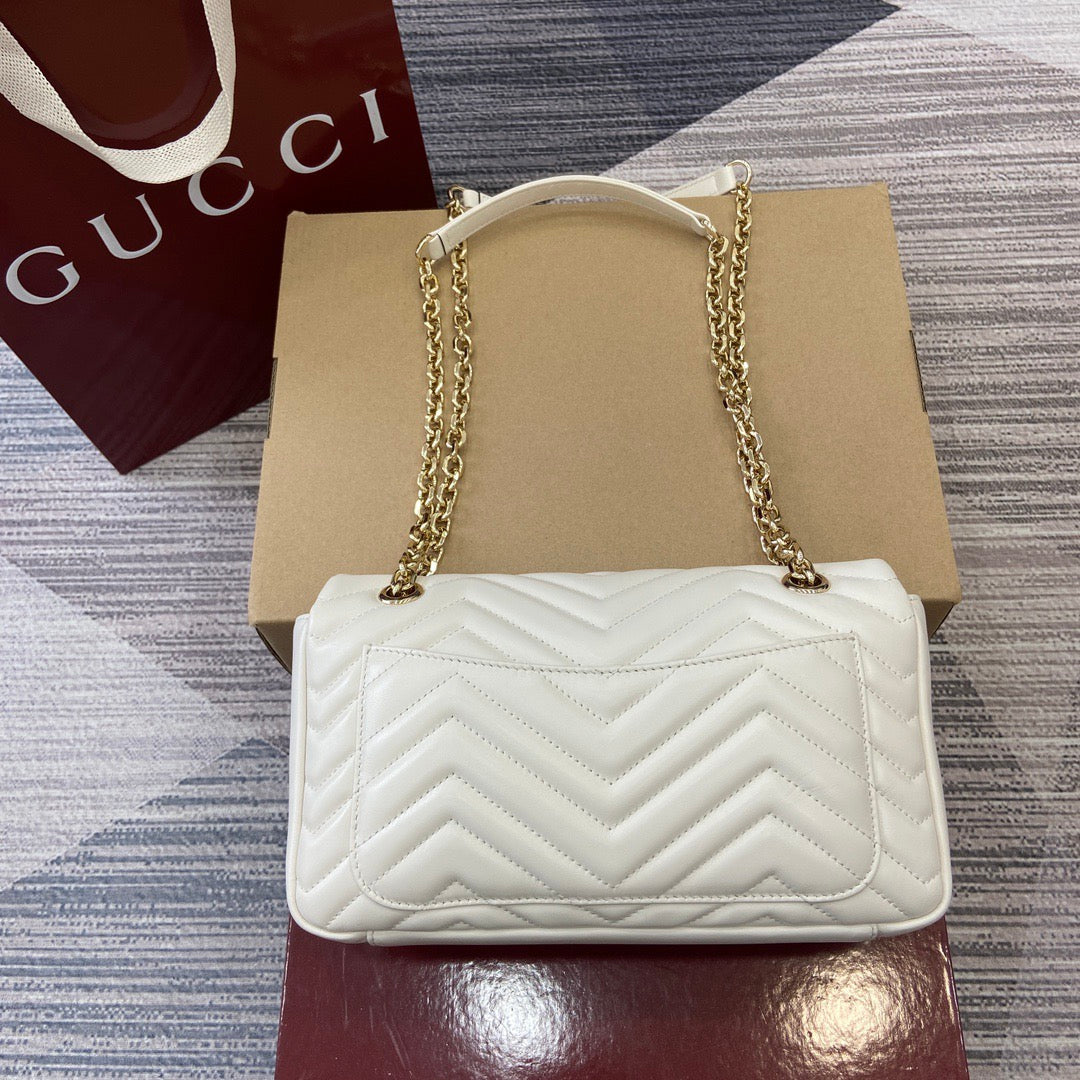 Medium Marmont Bag White Leather - Level 5