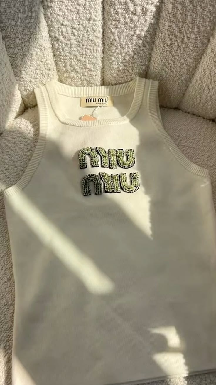 Beaded Embroidery Ribbed Cotton Tank Top