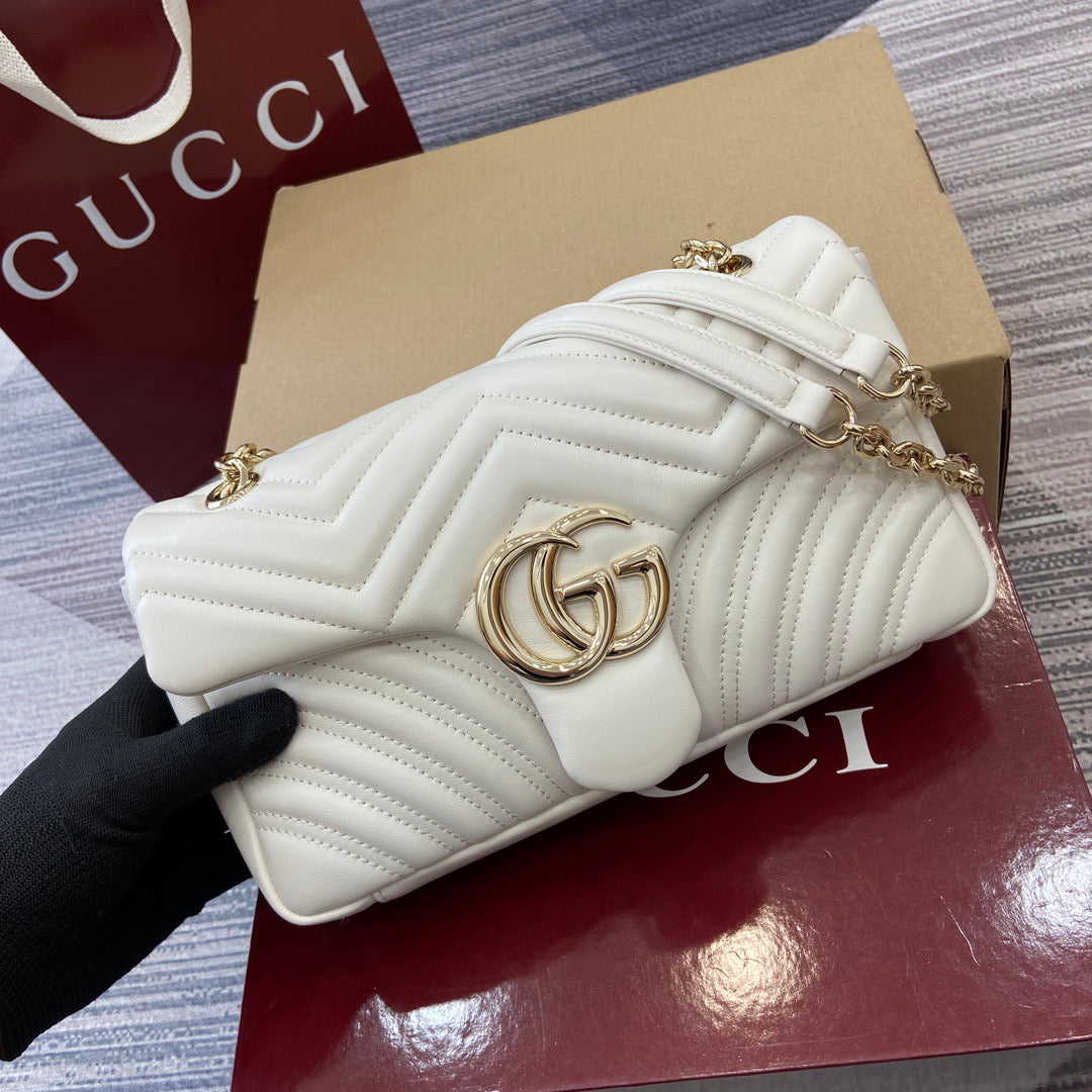Medium Marmont Bag White Leather - Level 5