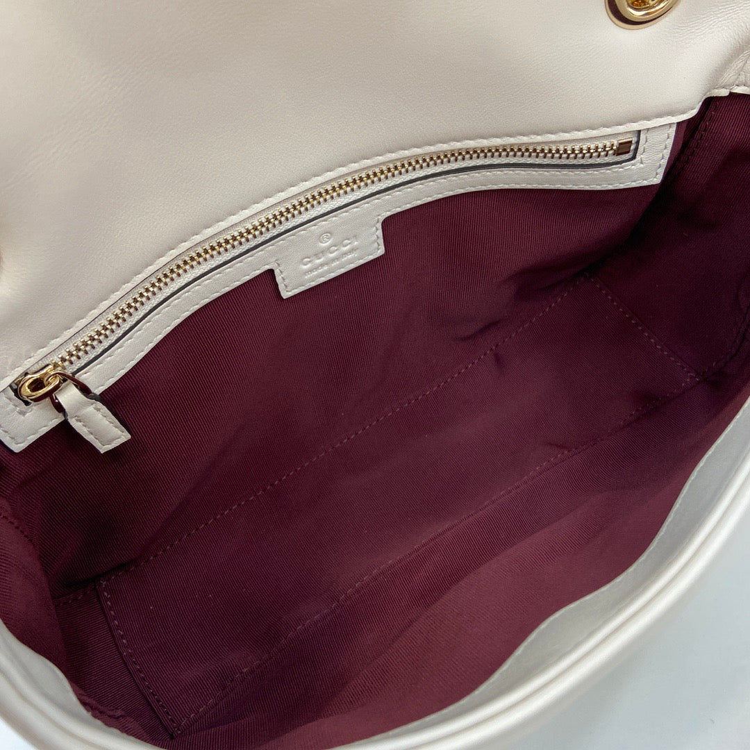 Medium Marmont Bag White Leather - Level 5