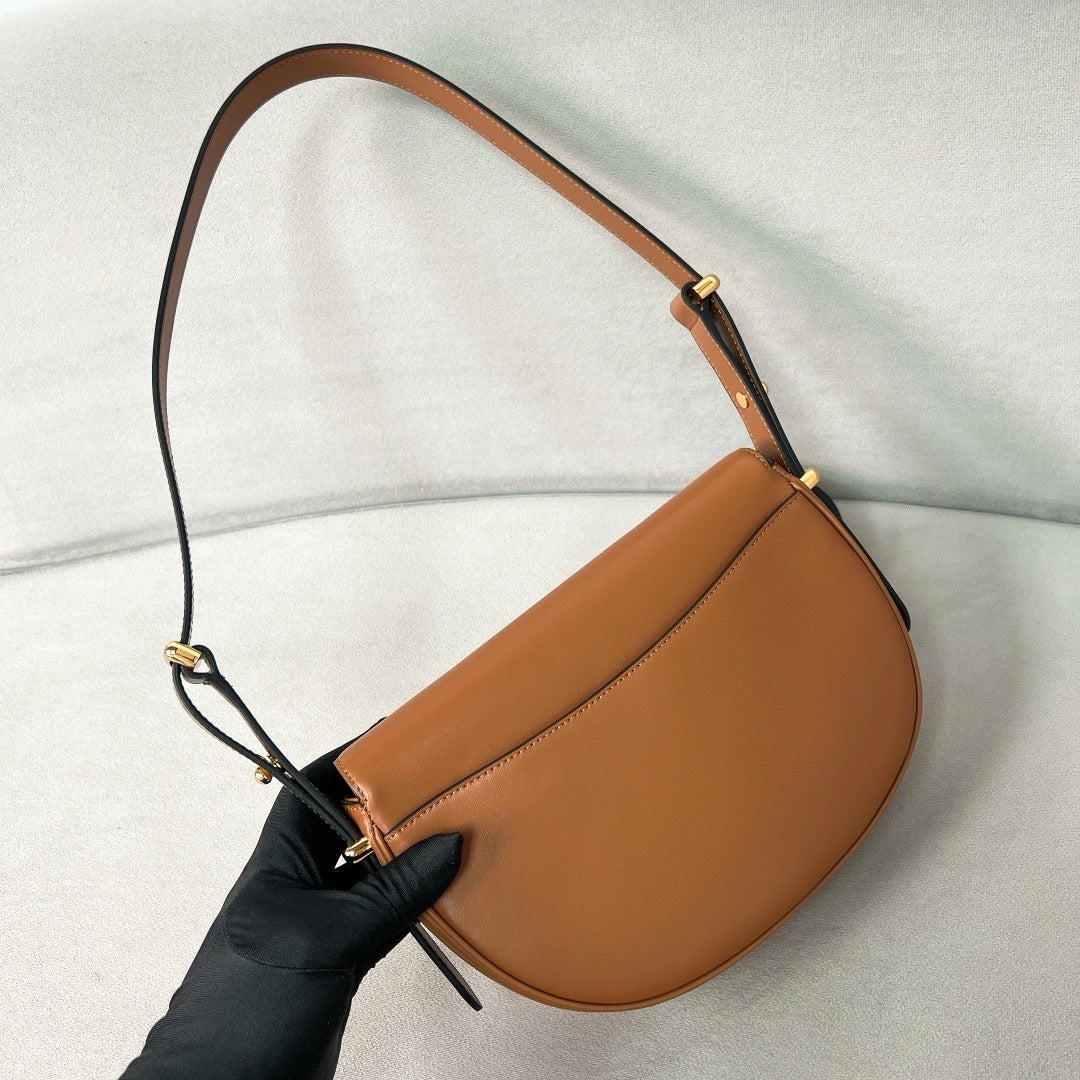 Brown Leather Arque Shoulder Bag - Level 5