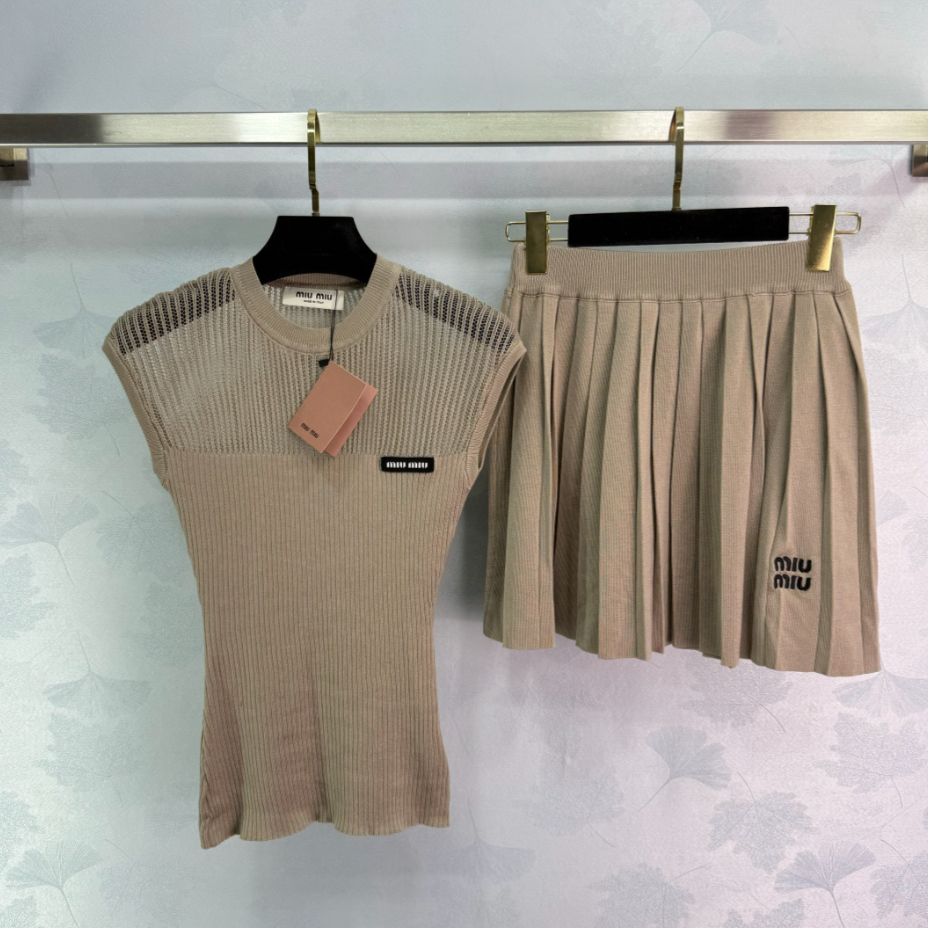 Knit Tank Top Mini Skirt Set