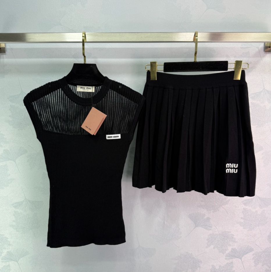 Knit Tank Top Mini Skirt Set
