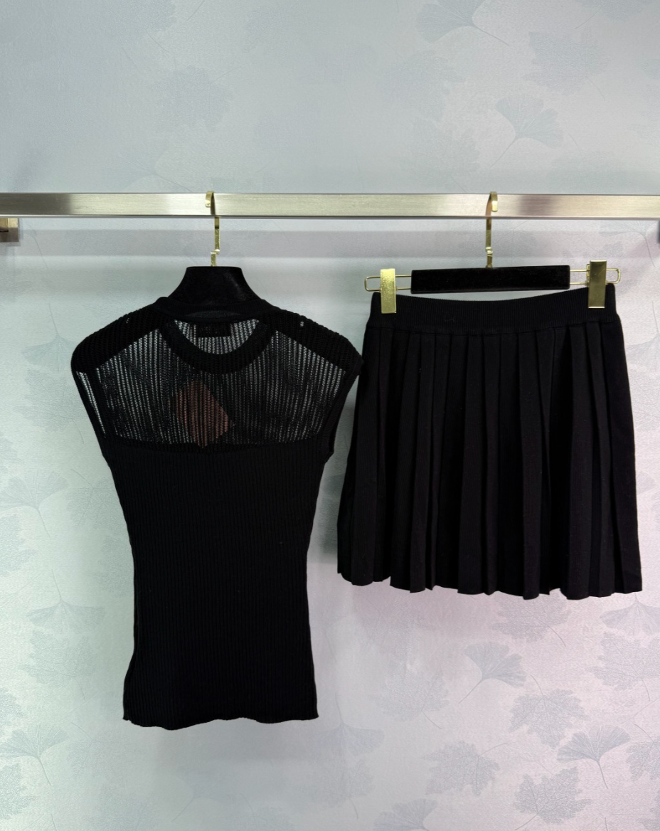 Knit Tank Top Mini Skirt Set