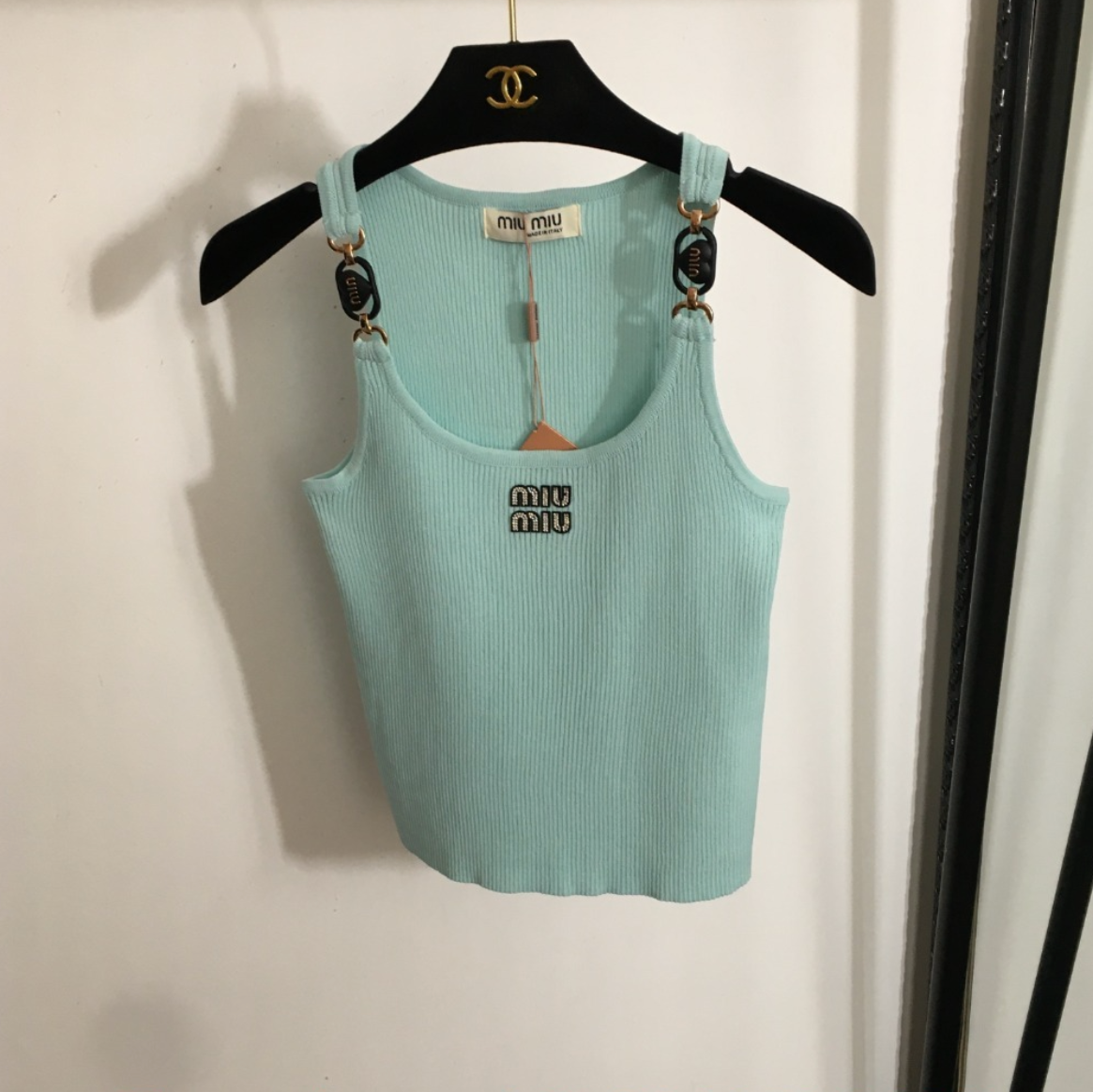 Rhinestone Heart Charm Knit Tank Top