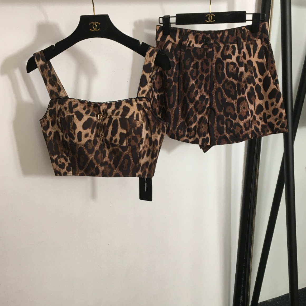 Leopard Crop Tank Top Shorts Set