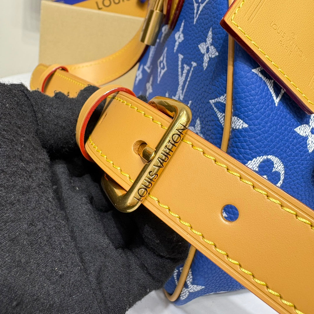 P9 Speedy 30 Bandouliere Navy Blue Leather - Level 5