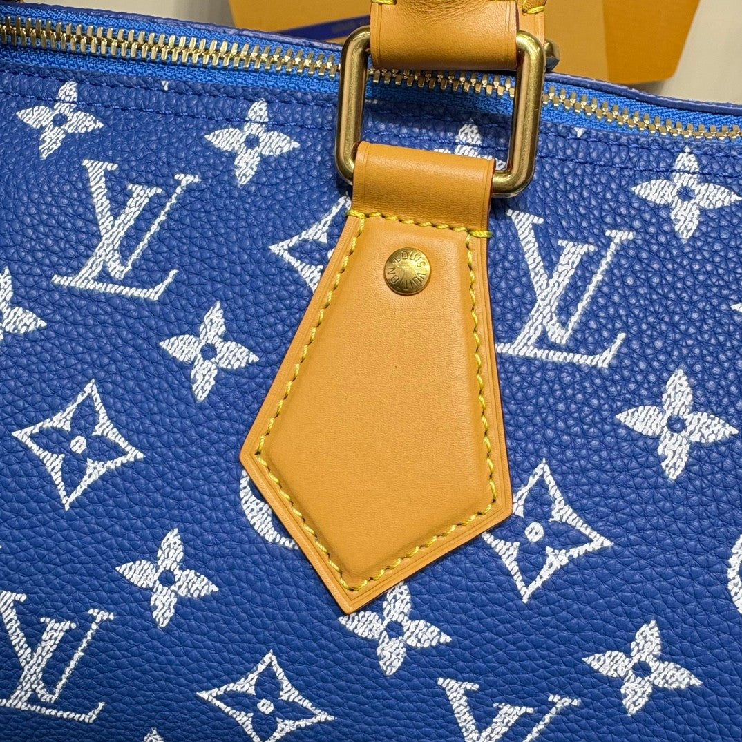 P9 Speedy 30 Bandouliere Navy Blue Leather - Level 5