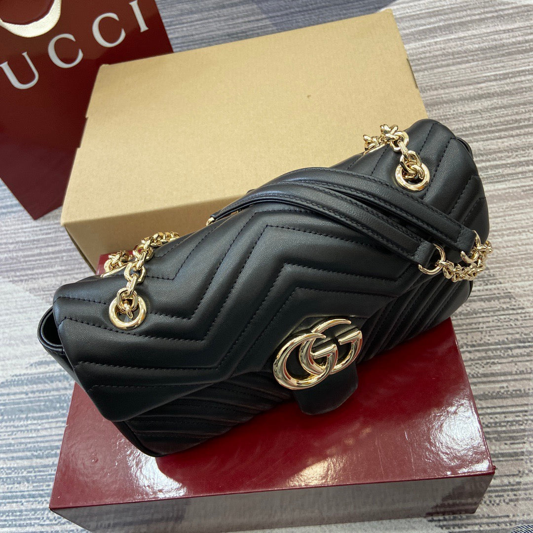 Medium Marmont Bag Black Leather - Level 5