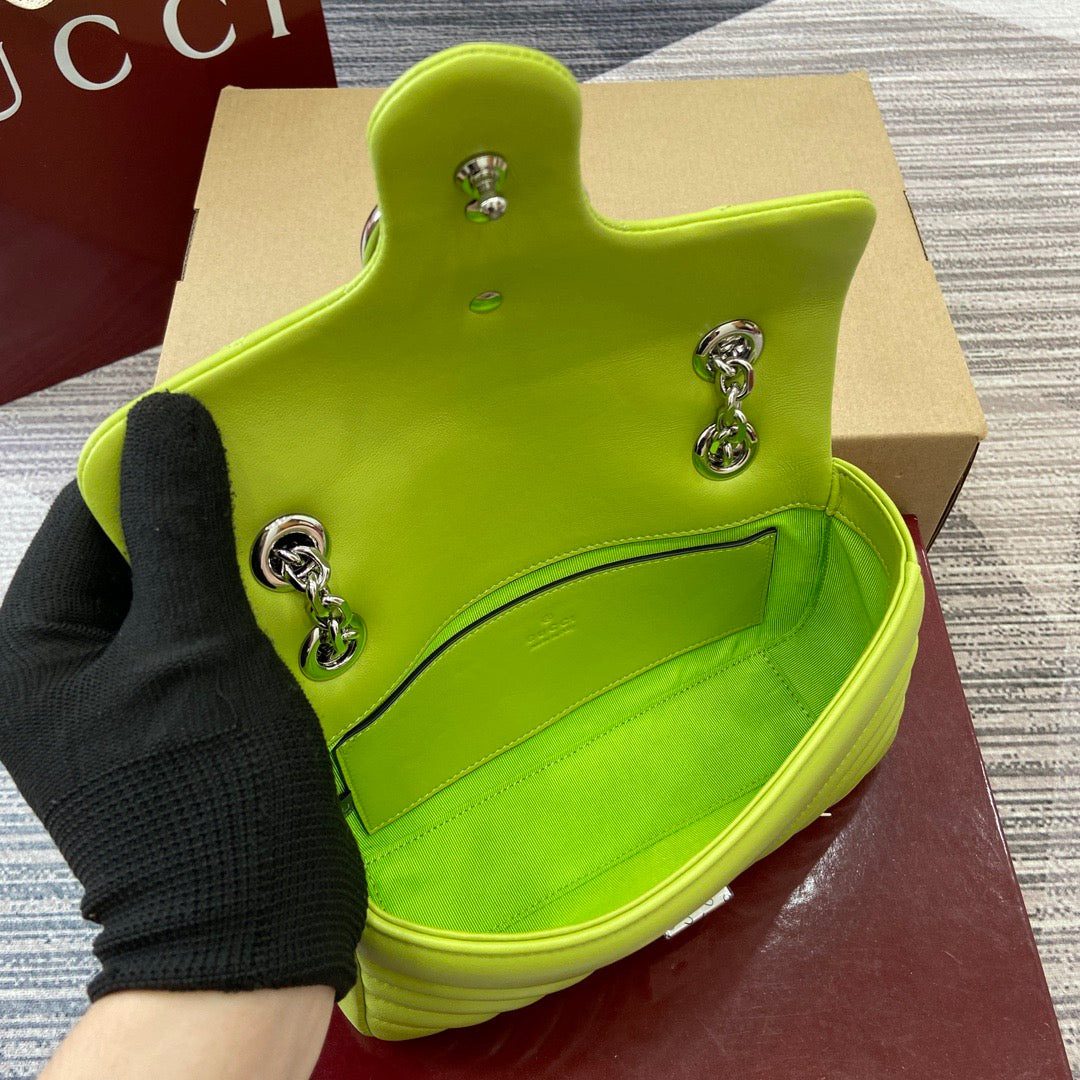 Small Marmont Bag Bright Green Leather - Level 5