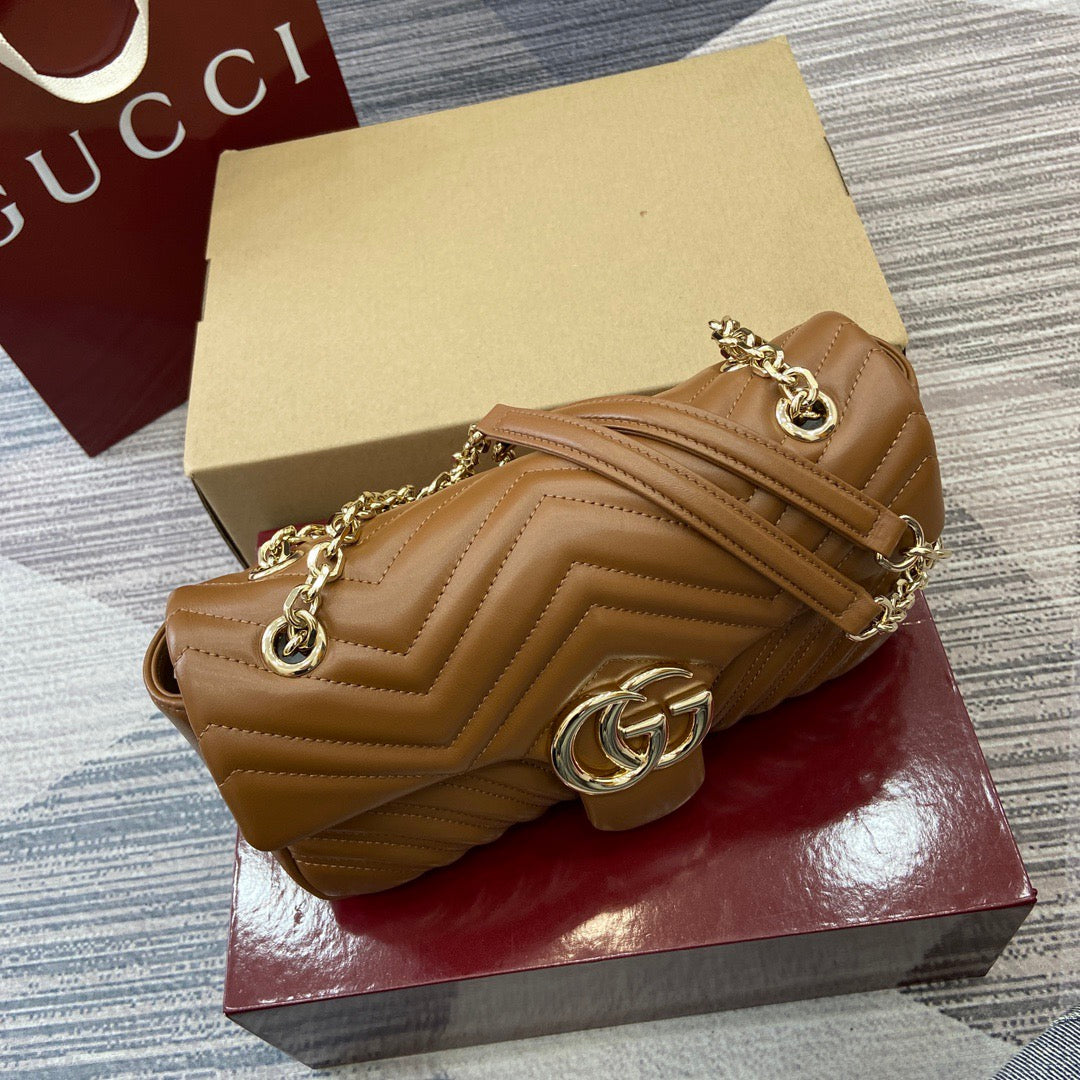 Medium Marmont Bag Brown Leather - Level 5