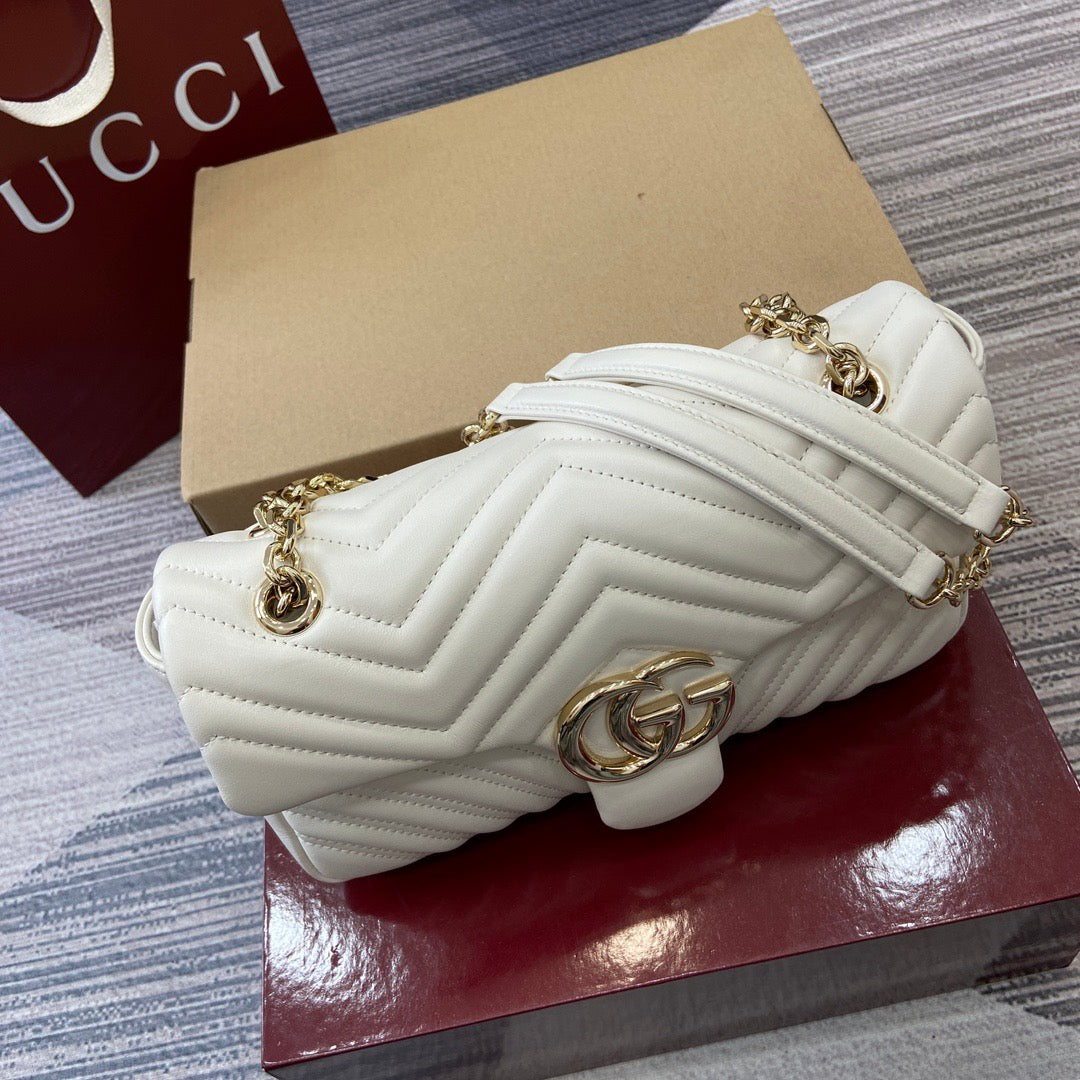 Medium Marmont Bag White Leather - Level 5