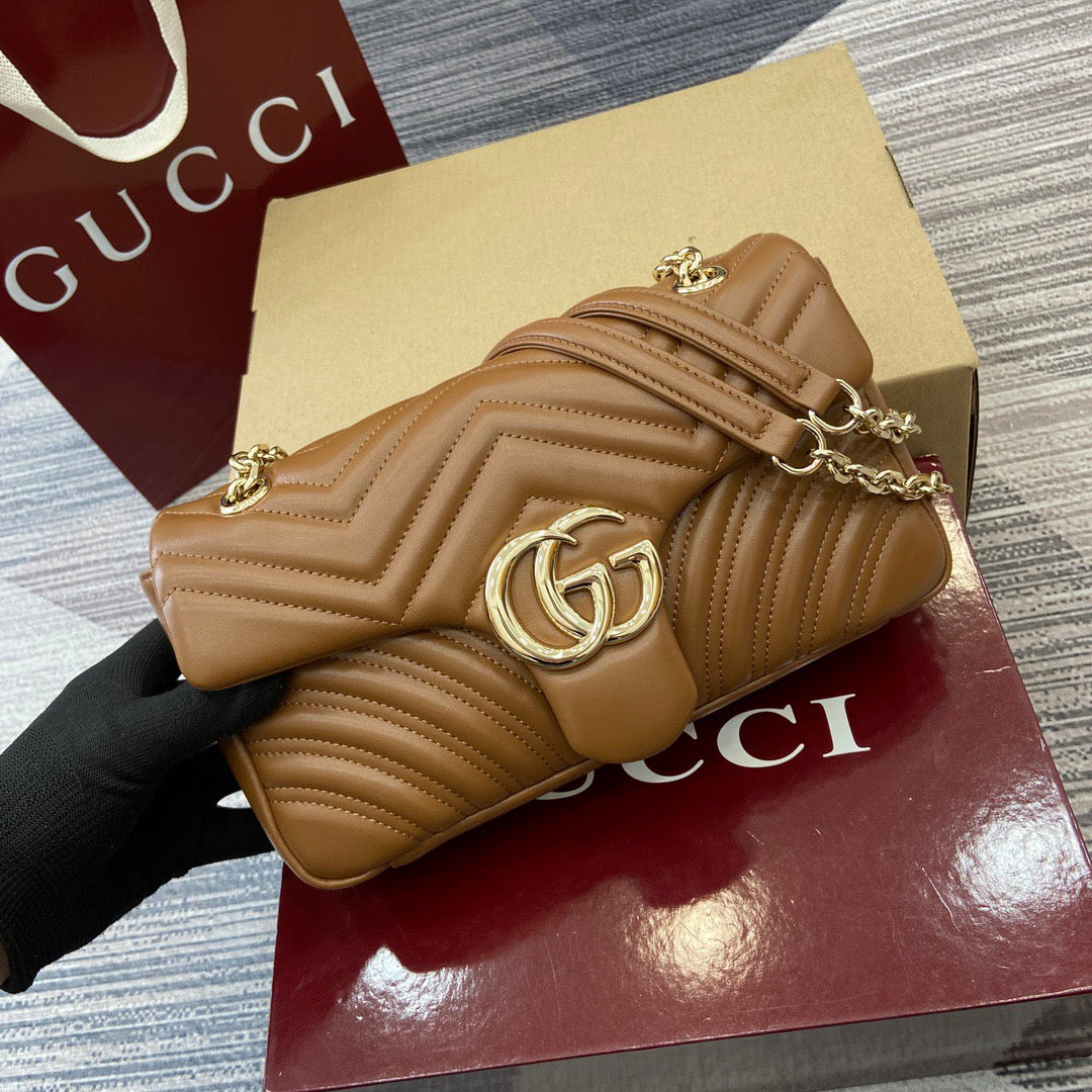 Medium Marmont Bag Brown Leather - Level 5