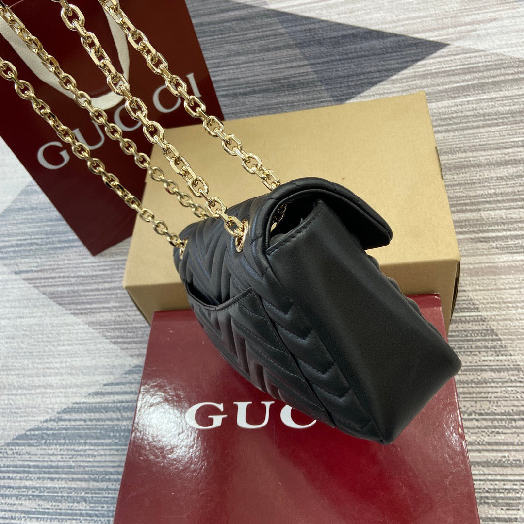 Medium Marmont Bag Black Leather - Level 5