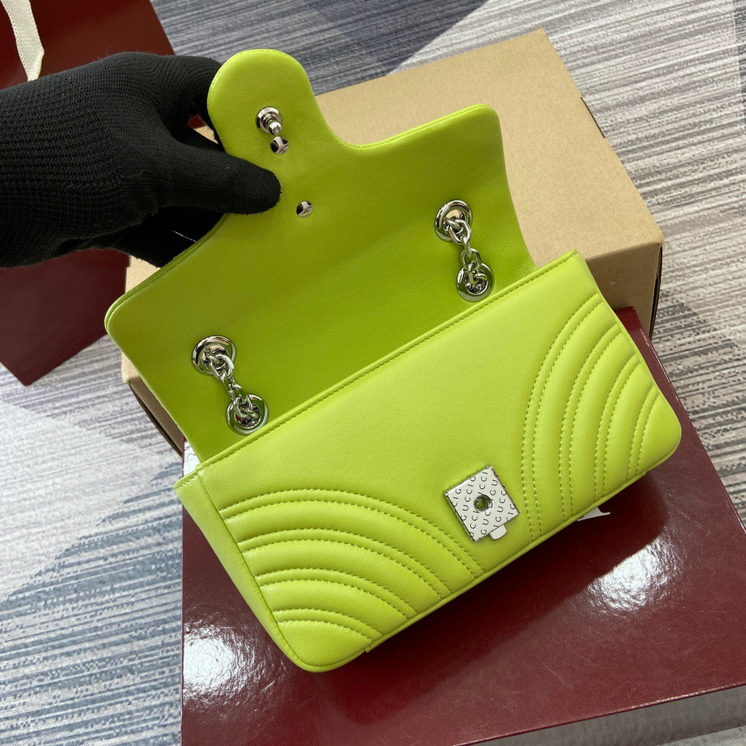Small Marmont Bag Bright Green Leather - Level 5