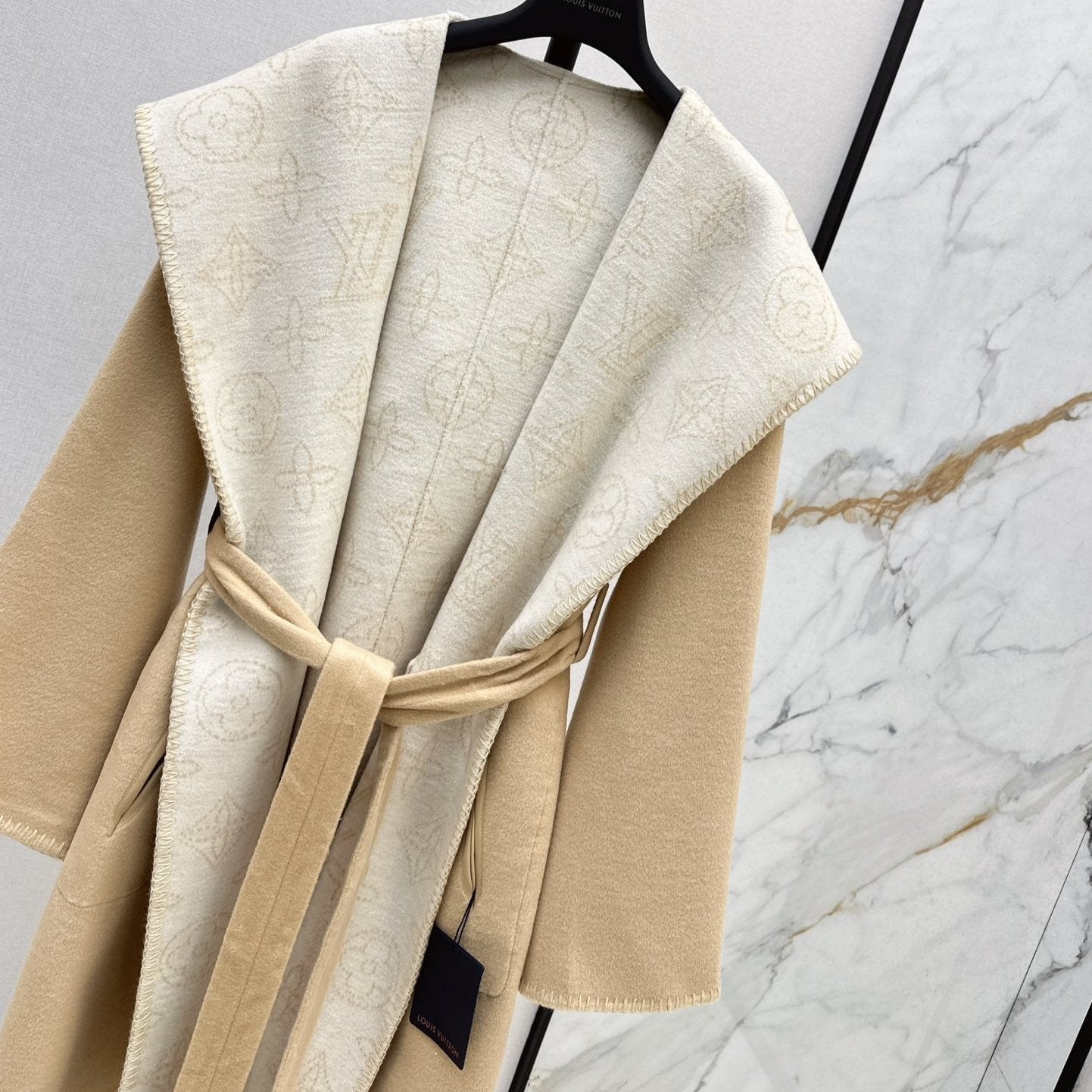 LV Reversible Hooded Cashmere Long Jacket