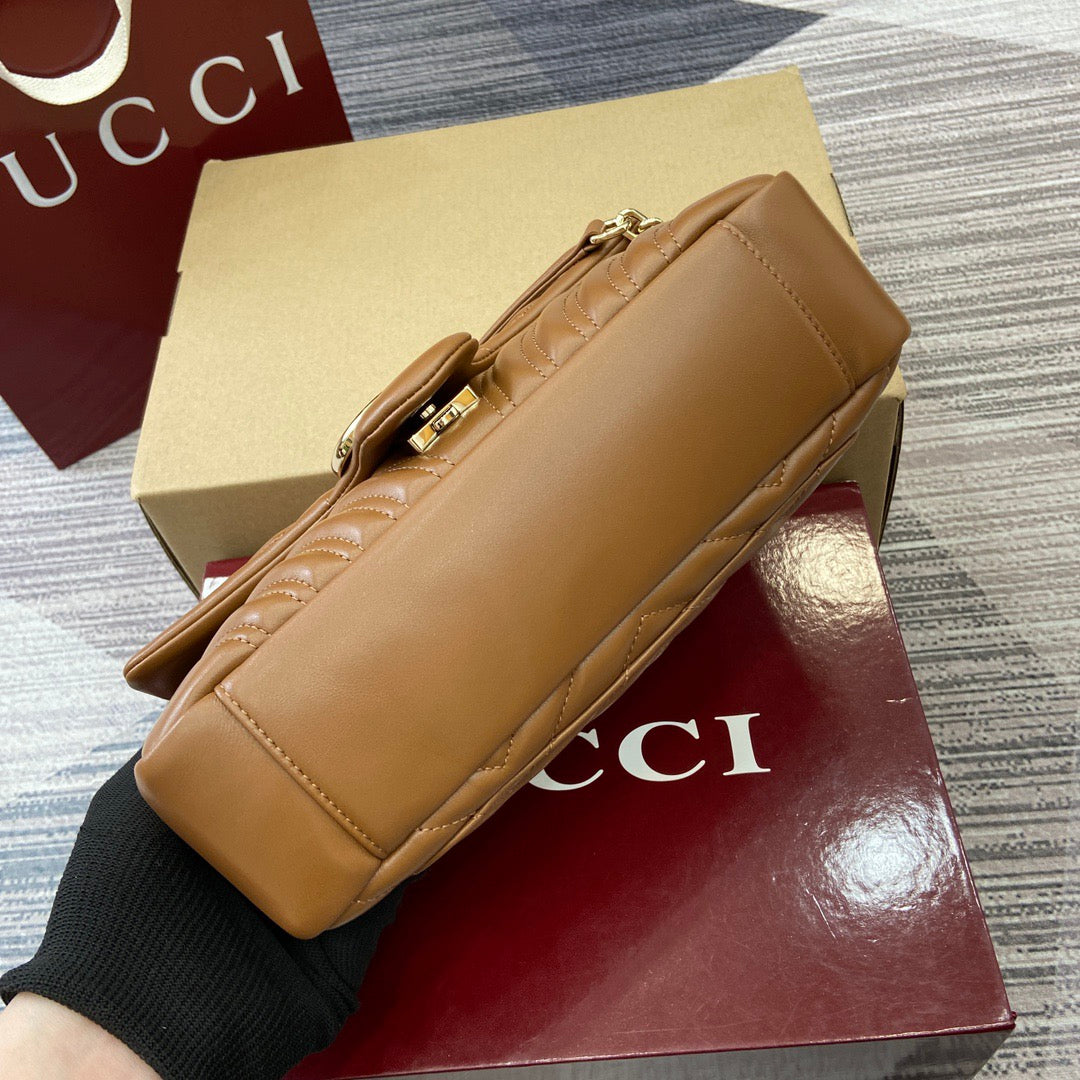 Medium Marmont Bag Brown Leather - Level 5