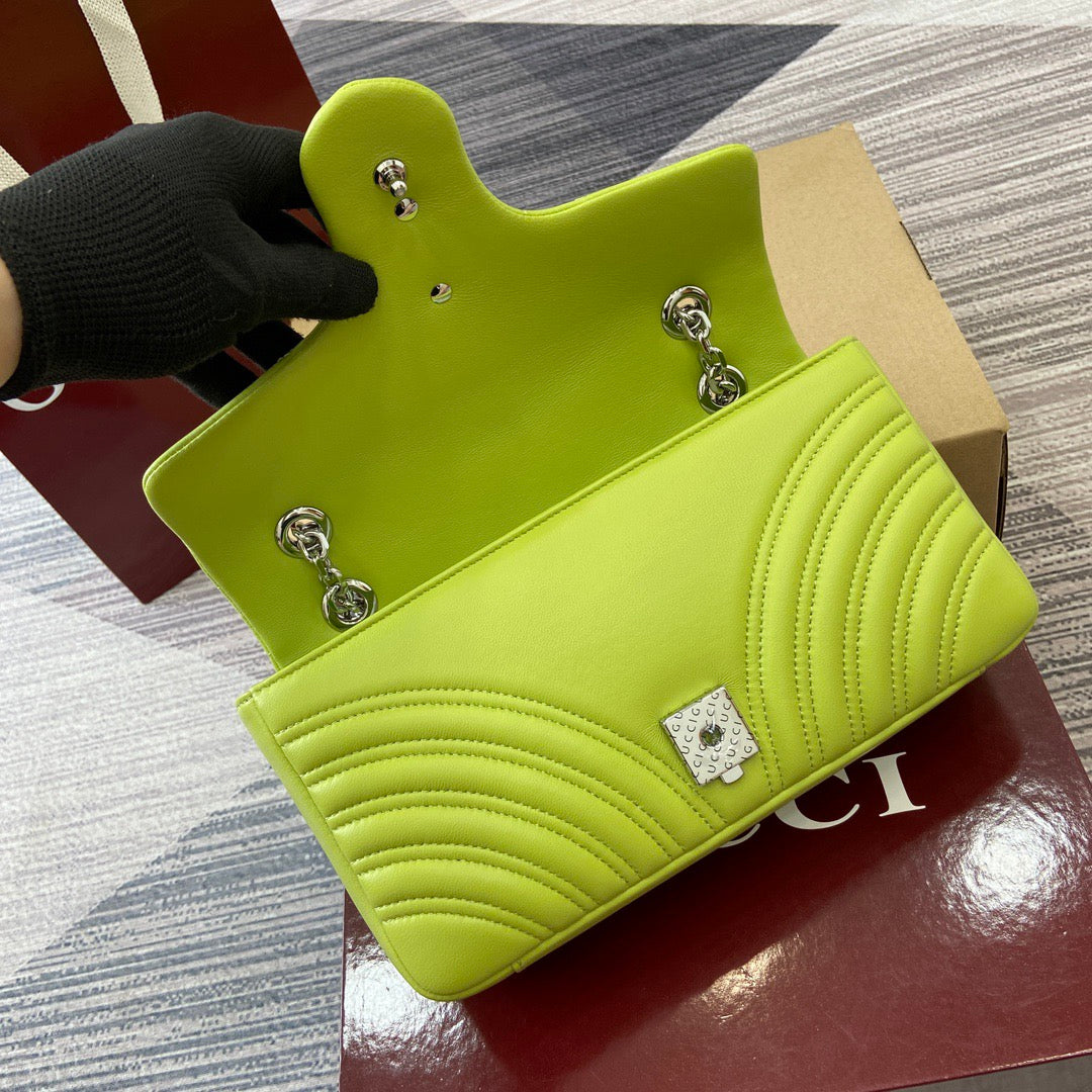 Medium Marmont Bag Bright Green Leather - Level 5