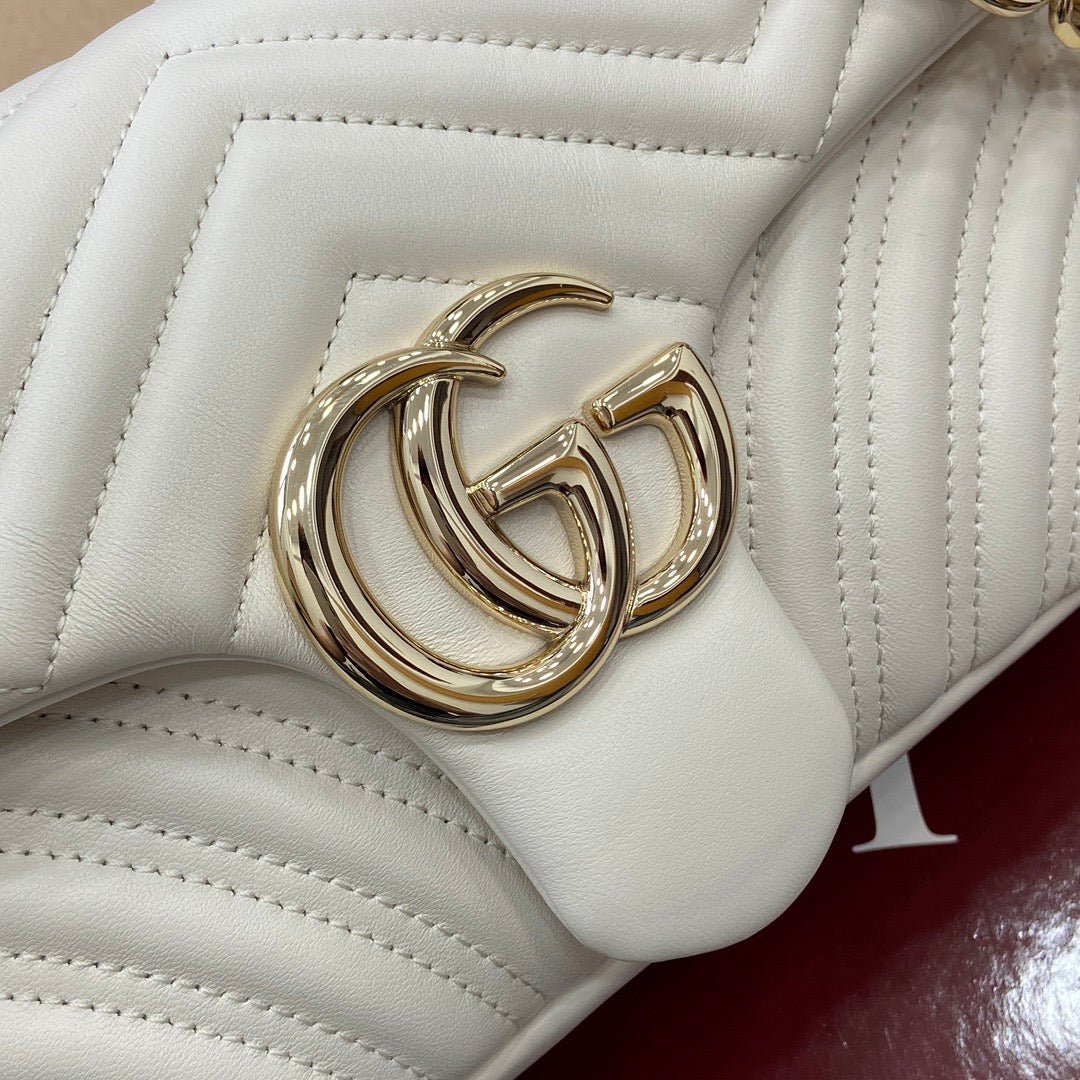 Medium Marmont Bag White Leather - Level 5