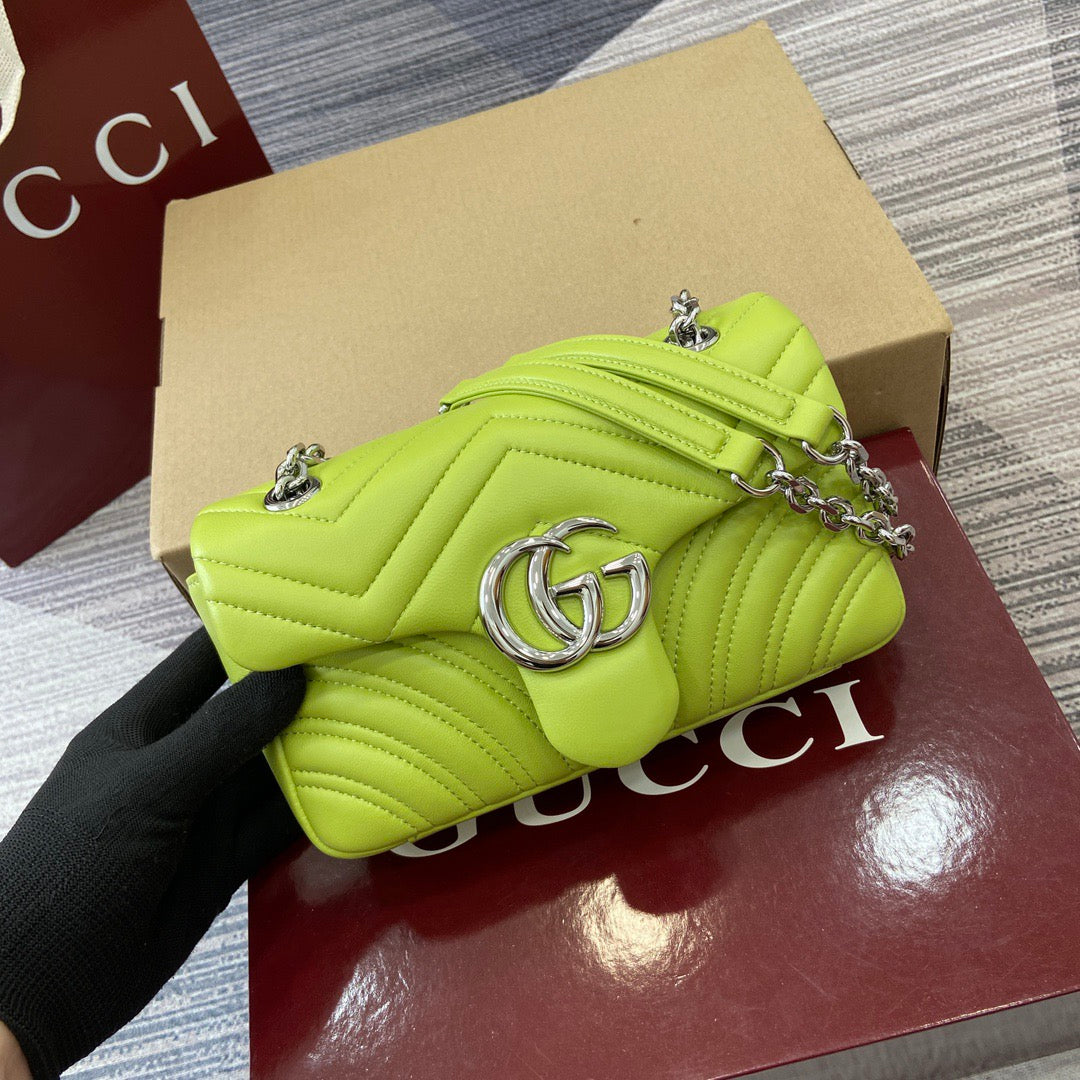 Small Marmont Bag Bright Green Leather - Level 5