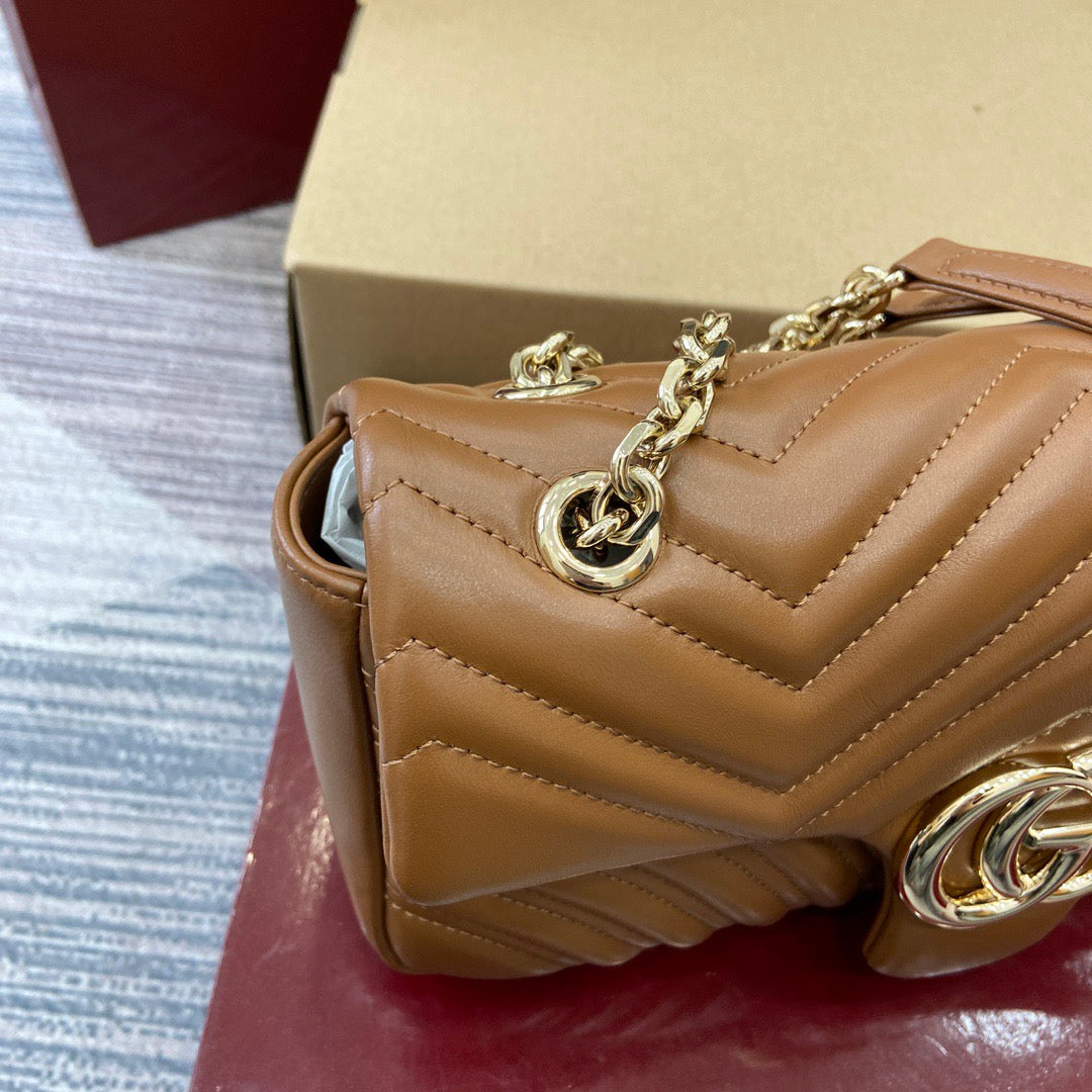 Medium Marmont Bag Brown Leather - Level 5