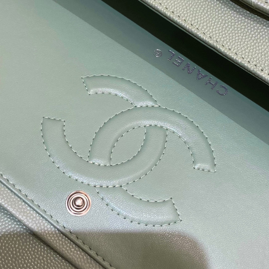 Mint Green Caviar Leather Medium Flap Bag - Level X