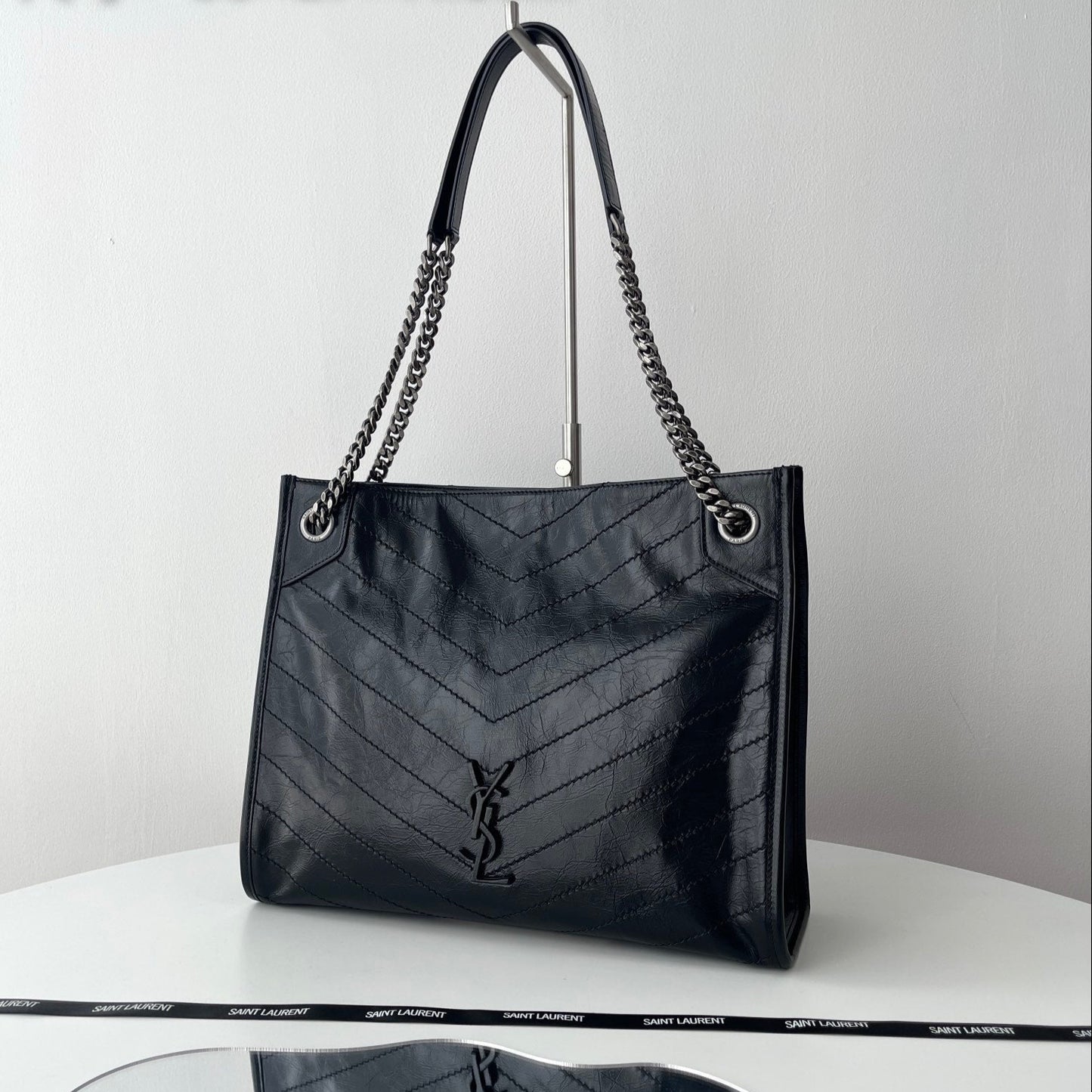 Black Leather Niki Tote Bag - Level 5