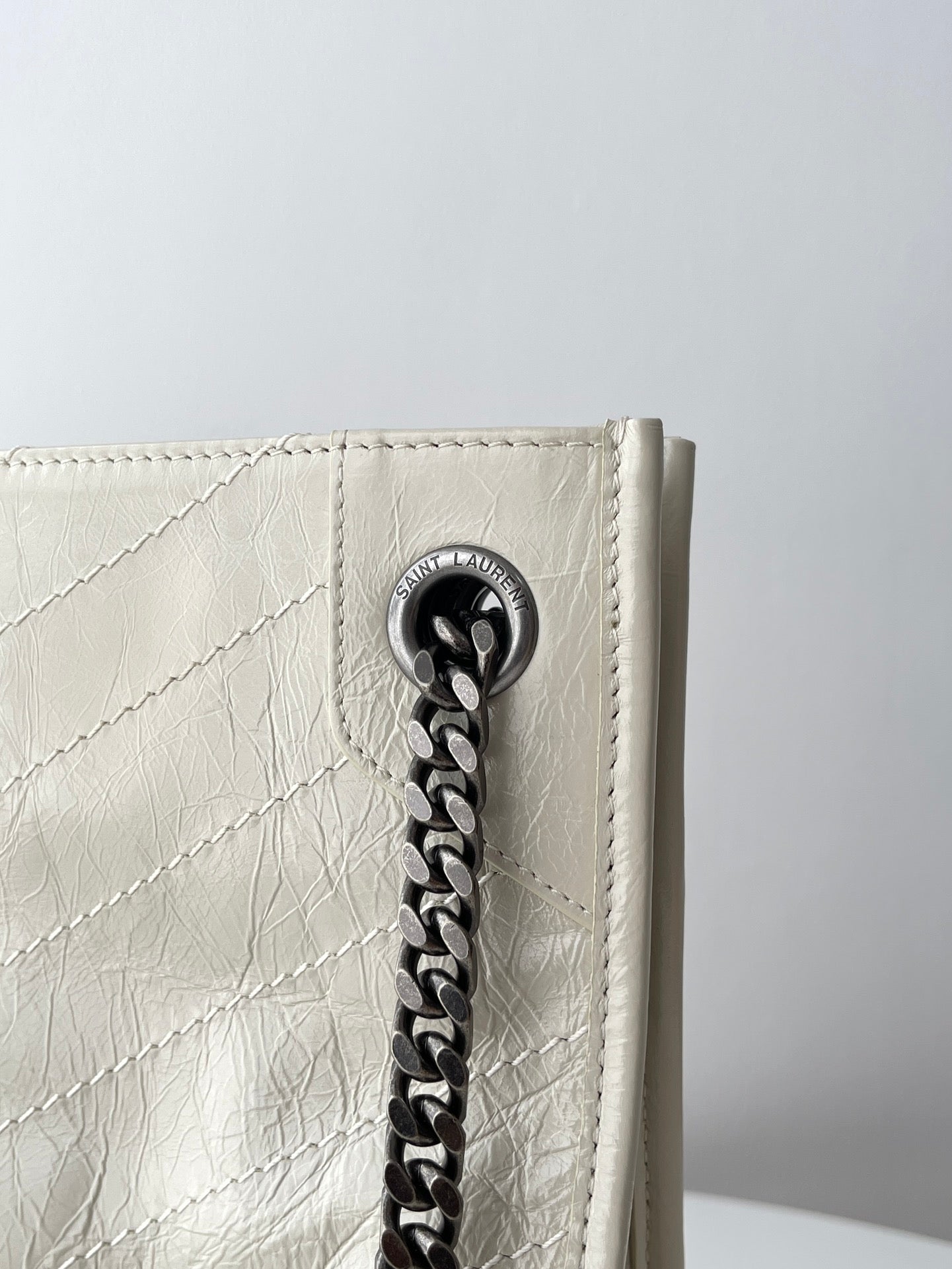 White Leather Niki Tote Bag - Level 5