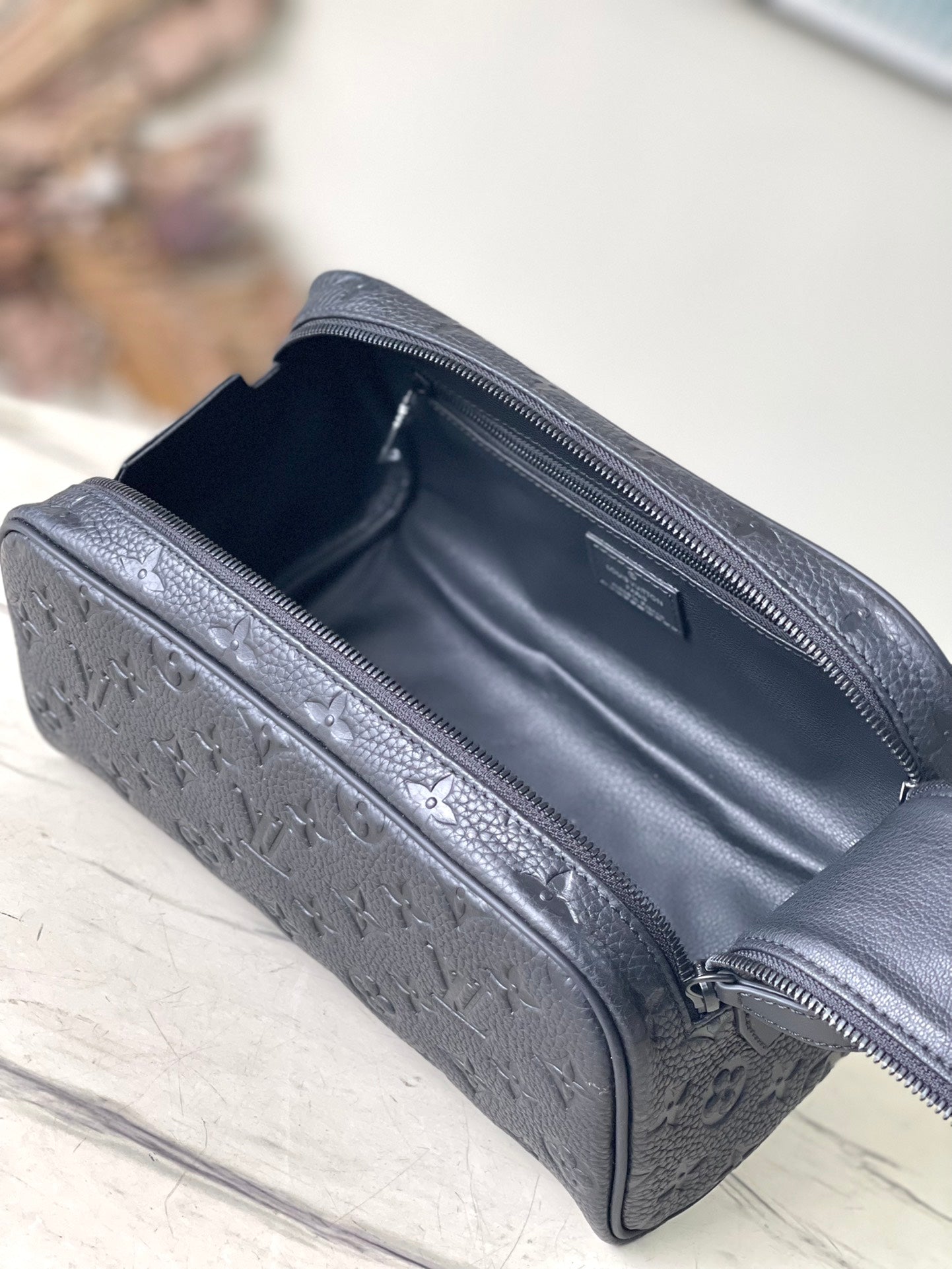 Black Empreinte Leather Dopp Kit - Level 4