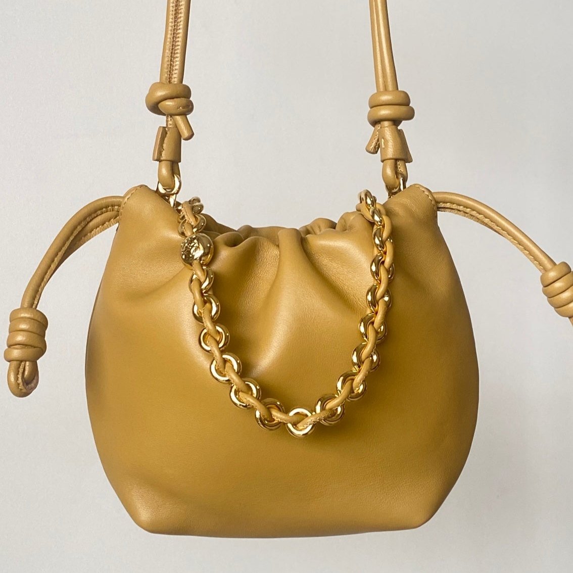 Flamenco Purse Bucket Bag Yellow Leather LOW - Level 5