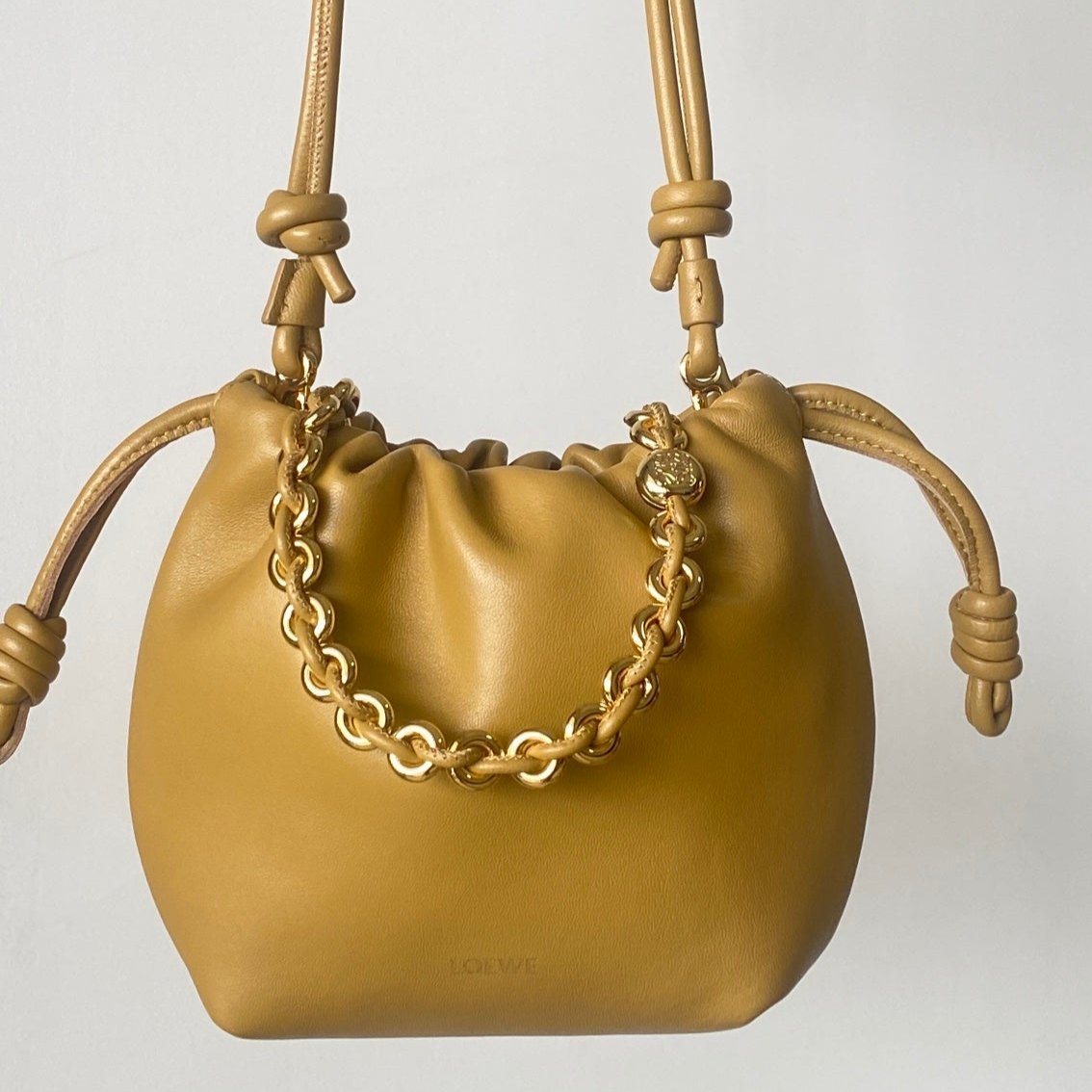 Flamenco Purse Bucket Bag Yellow Leather LOW - Level 5