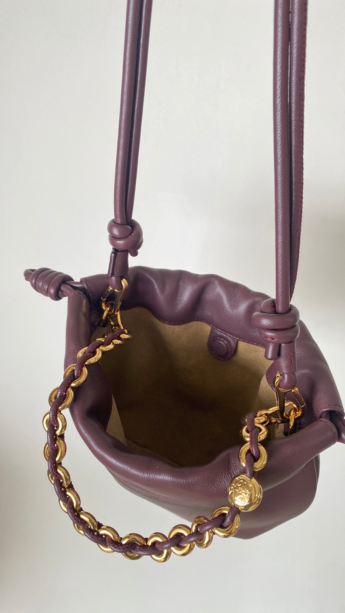 Flamenco Purse Bucket Bag Dark Red Leather LOW - Level 5