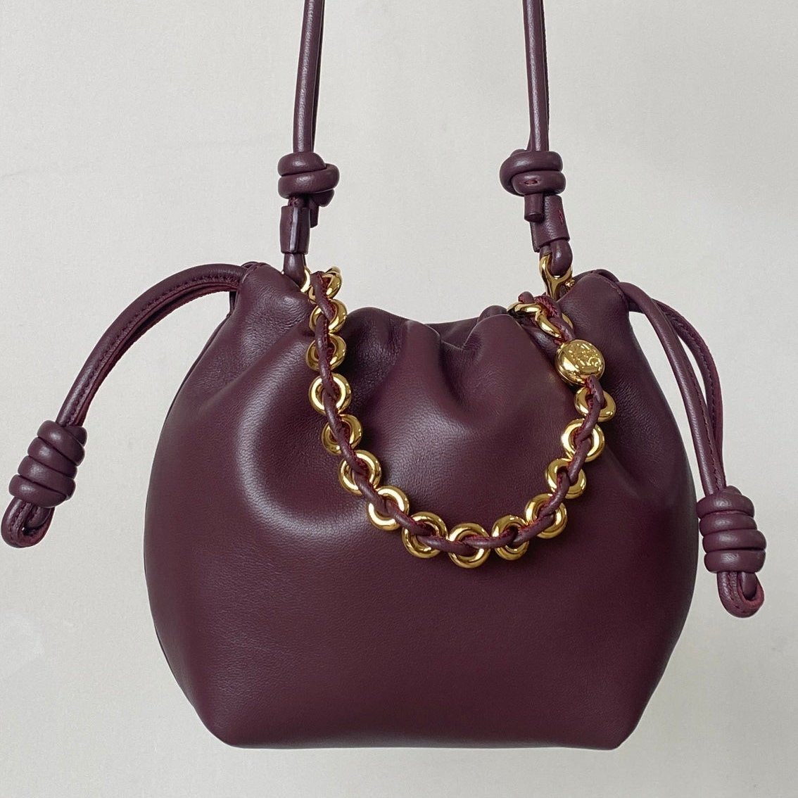 Flamenco Purse Bucket Bag Dark Red Leather LOW - Level 5