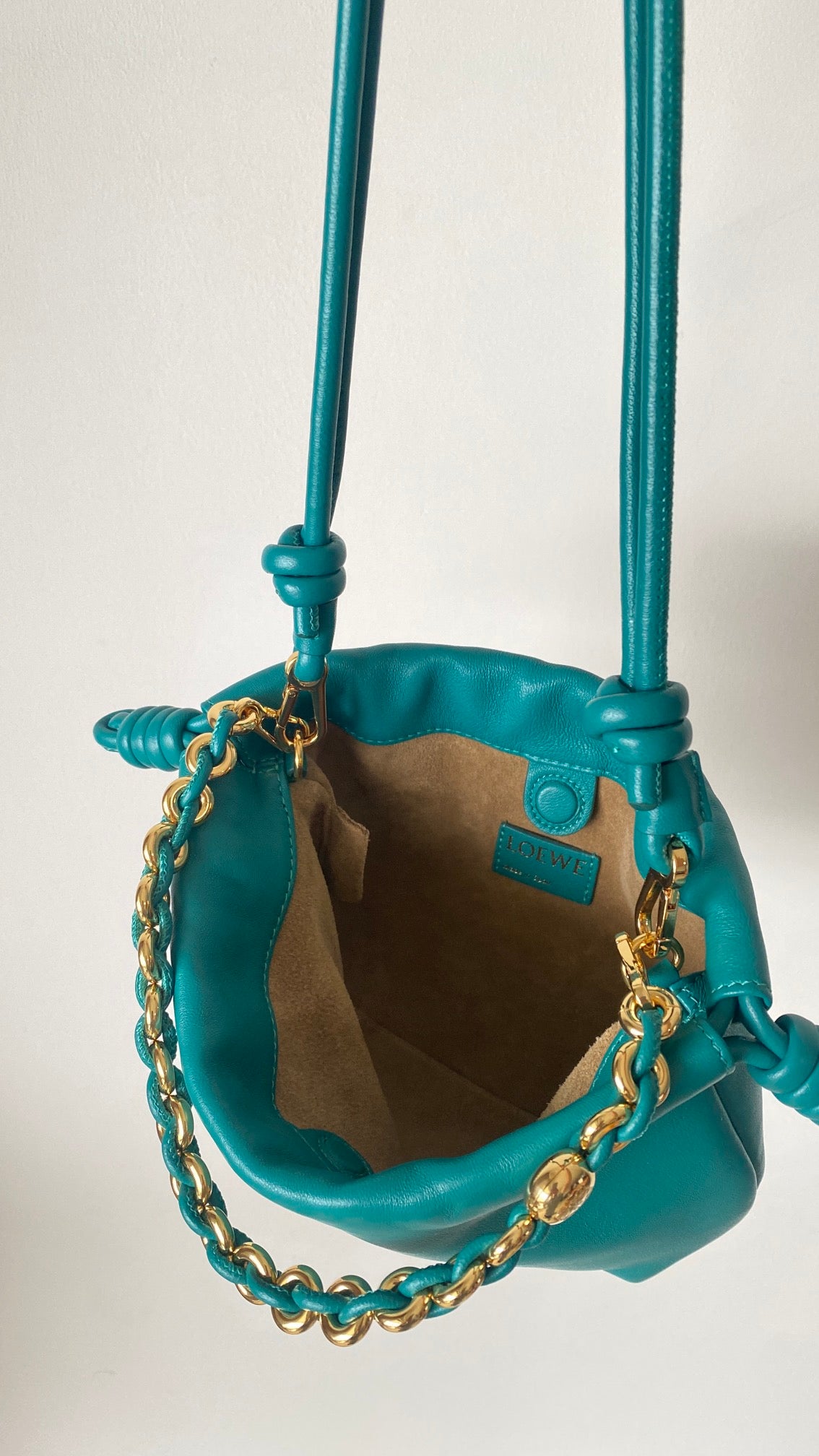 Flamenco Purse Bucket Bag Blue Green Leather LOW - Level 5
