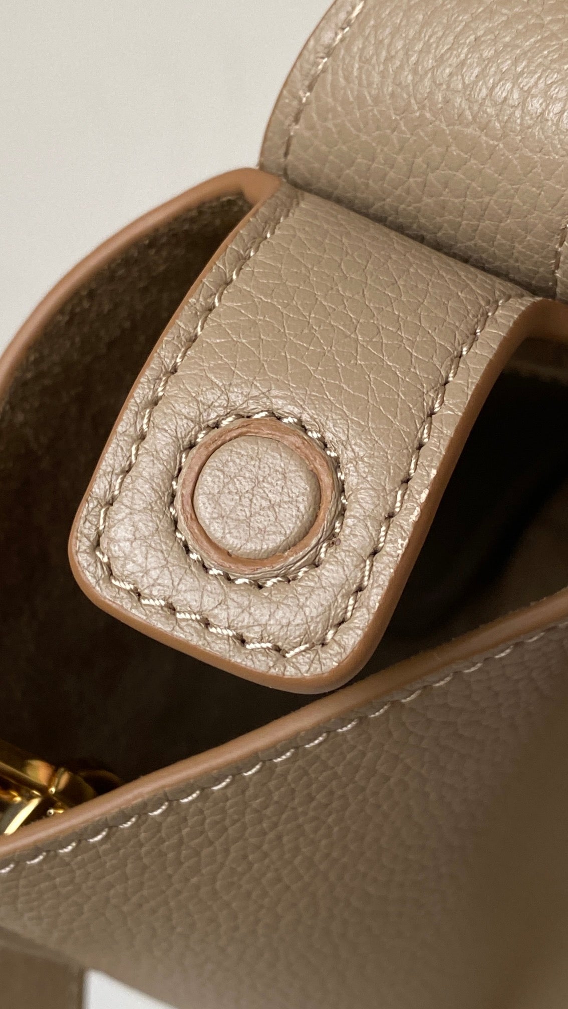 Mini Pebble Bucket Bag Beige Leather - Level 5